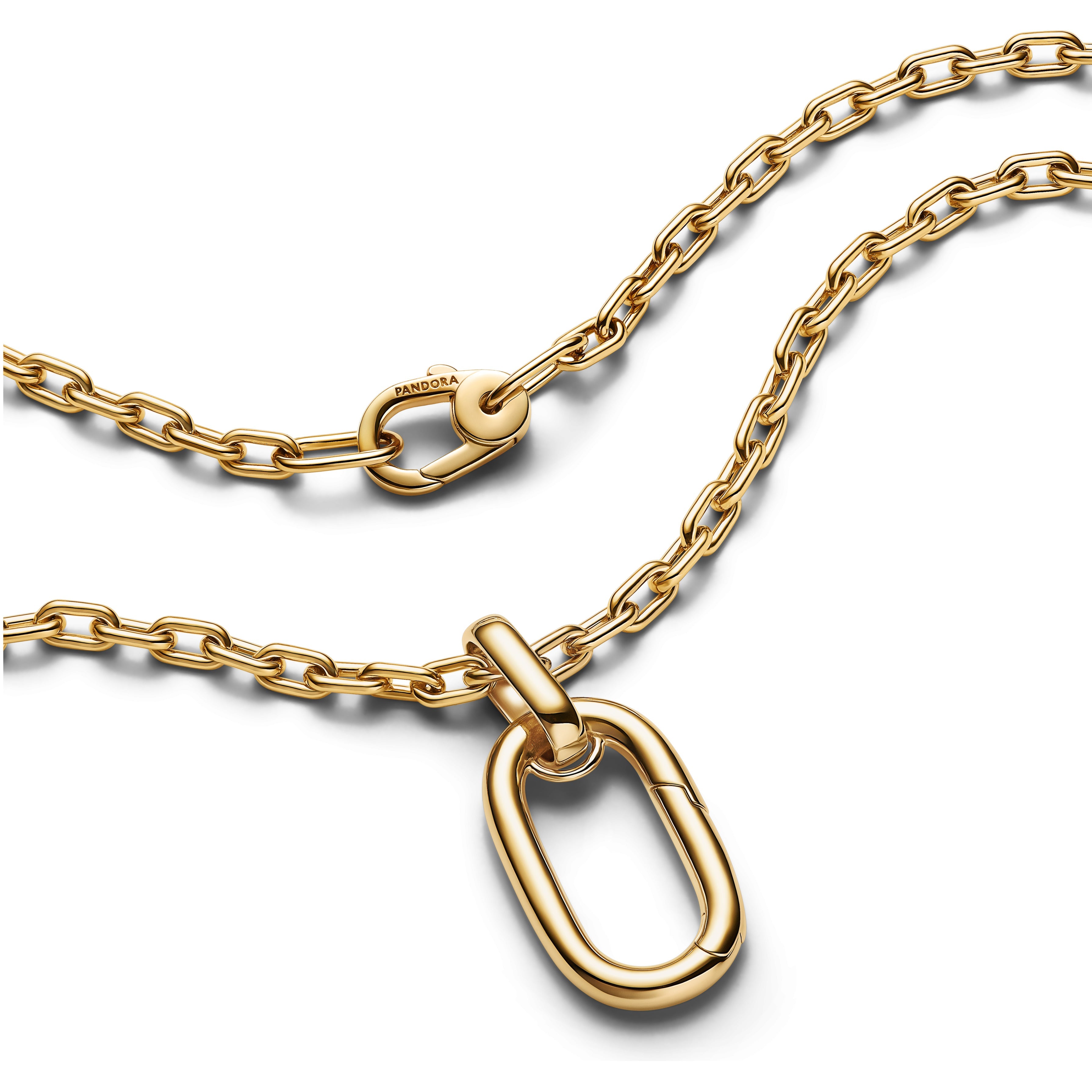 14K Gold-Plated Large Openable Link Pendant Necklace