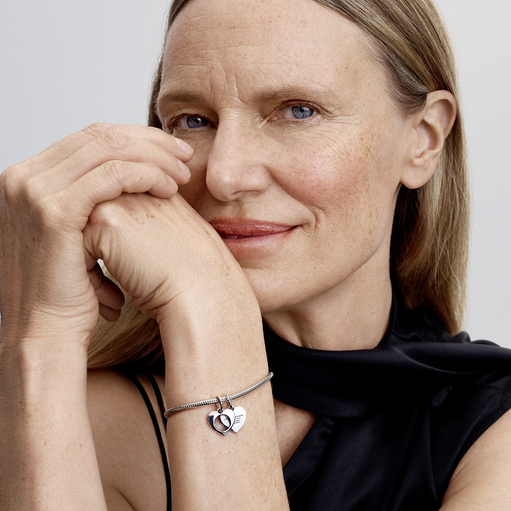 Engravable Heart Sterling Silver Double Dangle With Magnifying Glass