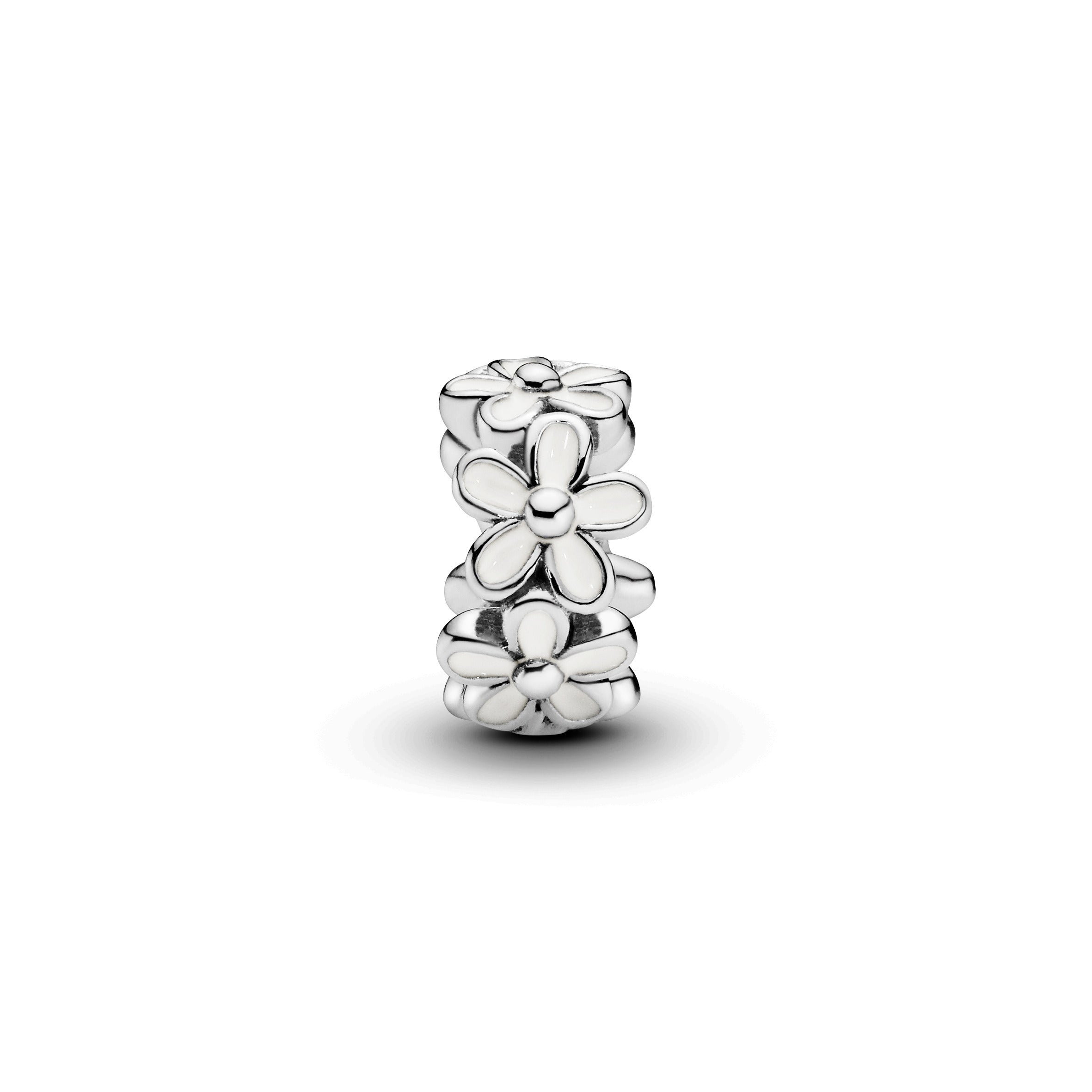 Daisy Silver Spacer With White Enamel