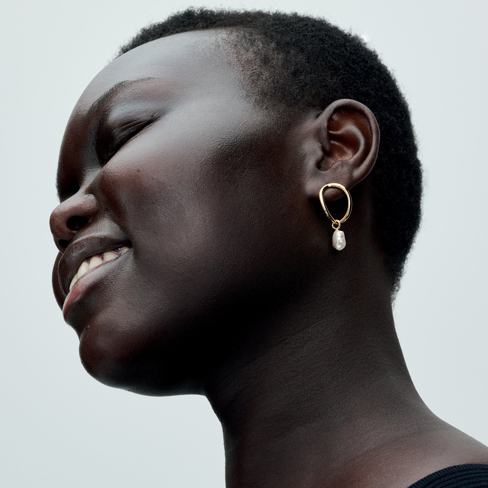 14K Gold-Plated Drop Earrings With Baroque White Treated Freshwater Cultured Pearl