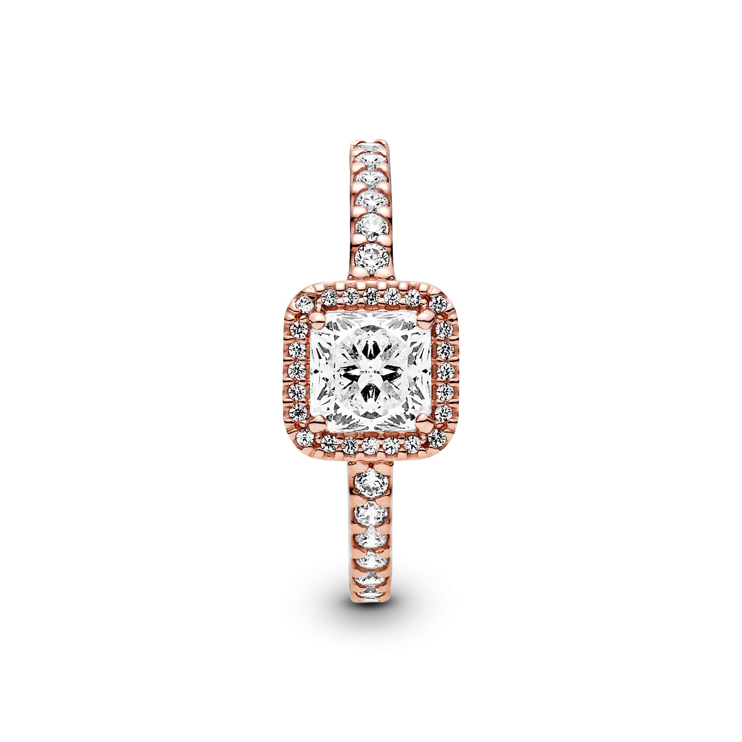 14K Rose Gold-Plated Ring With Clear Cubic Zirconia