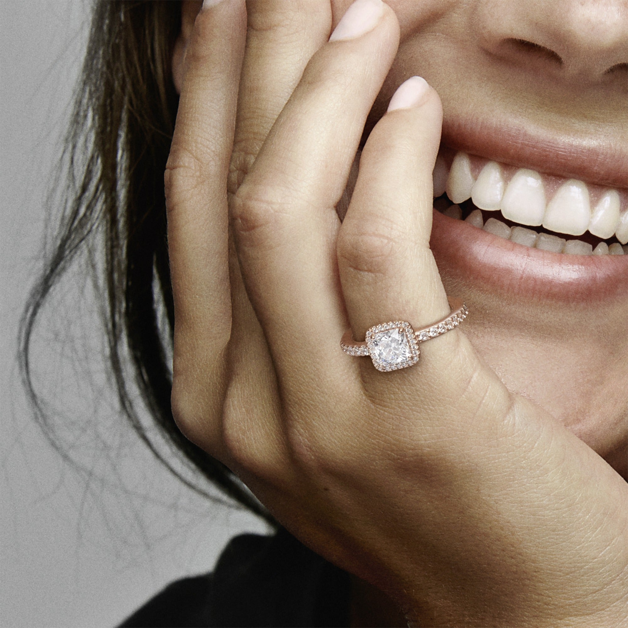 14K Rose Gold-Plated Ring With Clear Cubic Zirconia