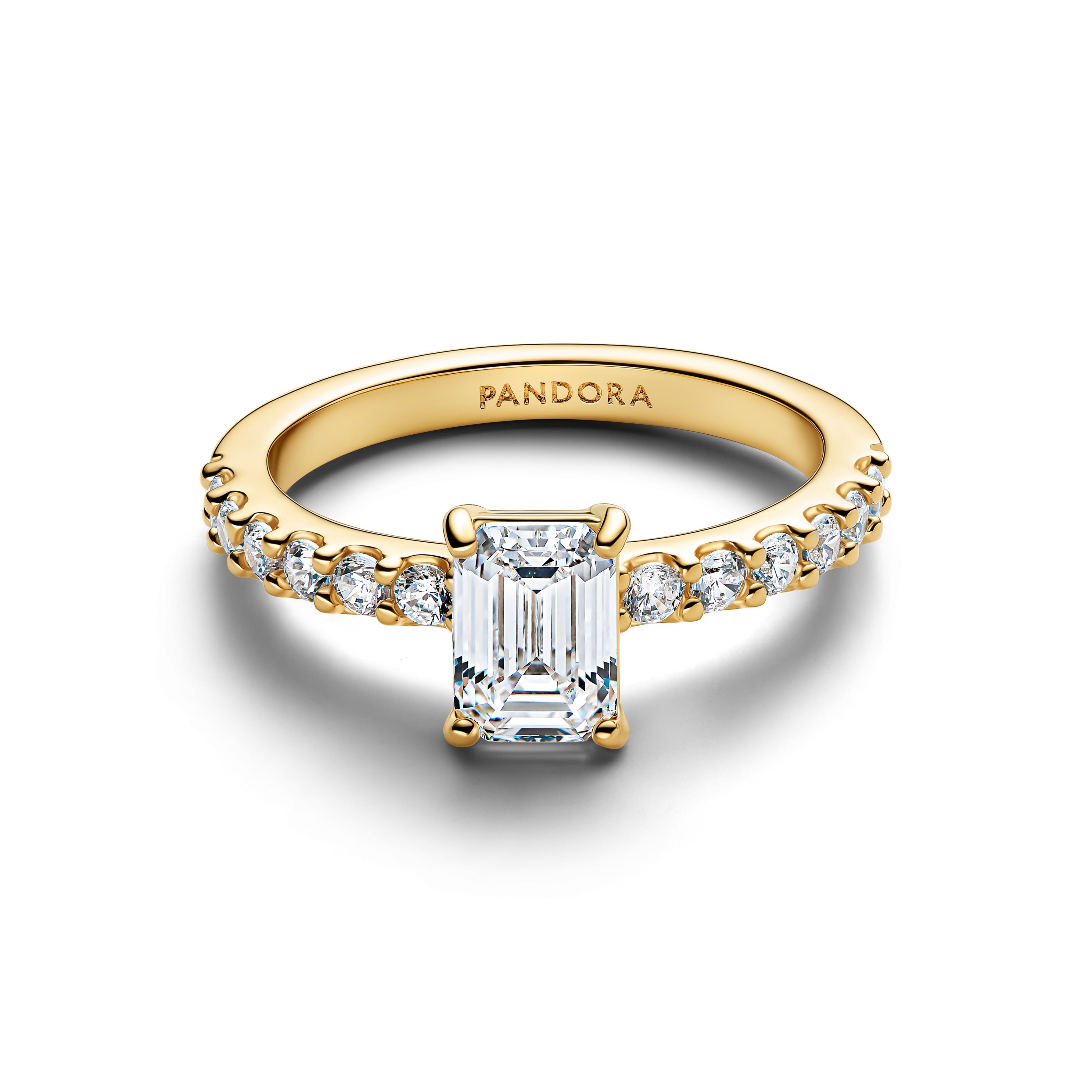 14K Gold-Plated Ring With Clear Cubic Zirconia