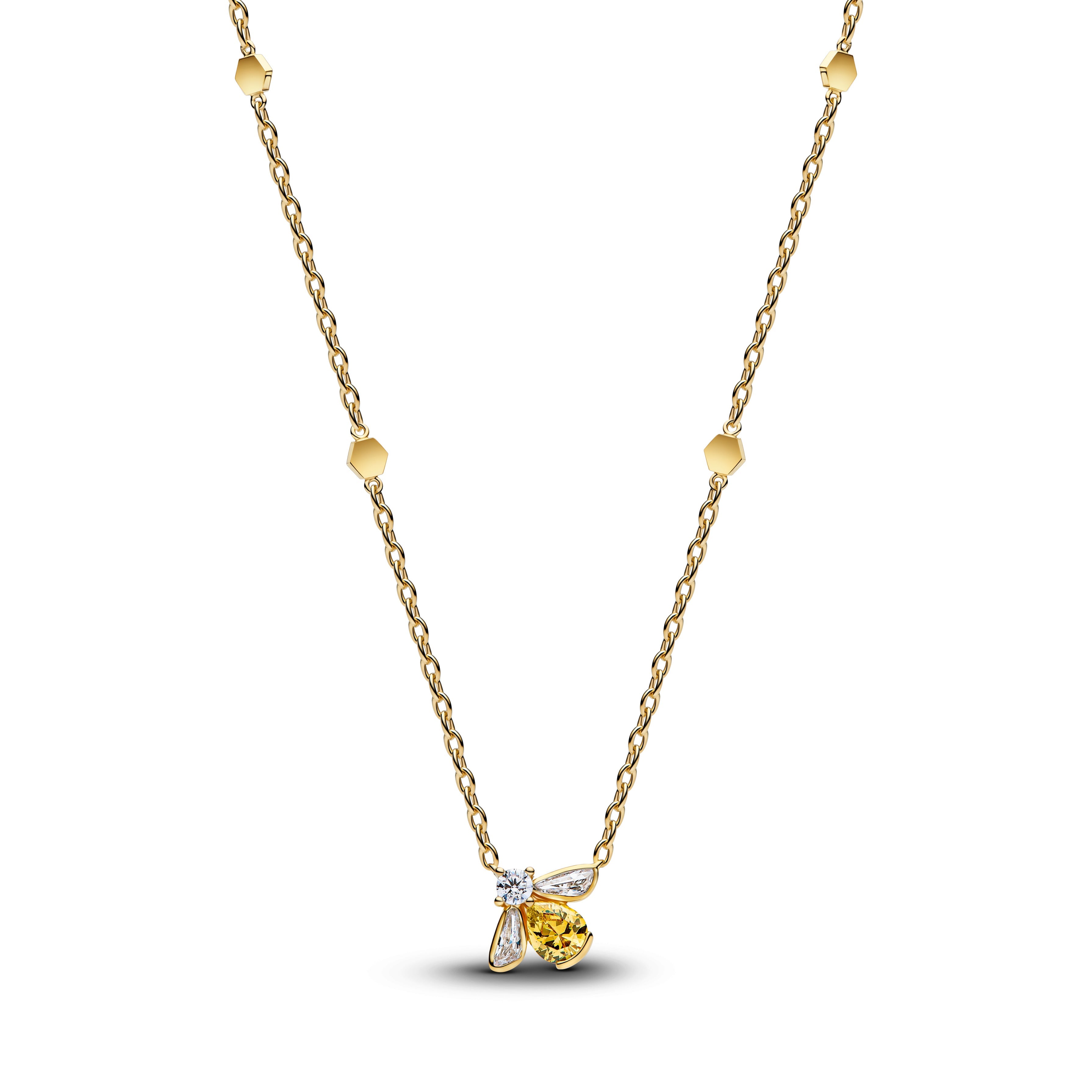 Bee 14K Gold-Plated Collier With Vibrant Yellow And Clear Cubic Zirconia