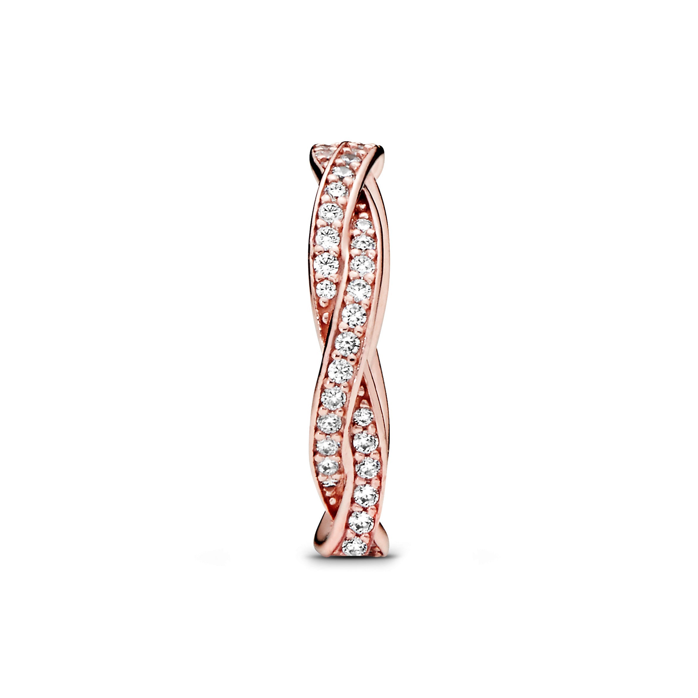 Braided 14K Rose Gold-Plated Ring With Clear Cubic Zirconia