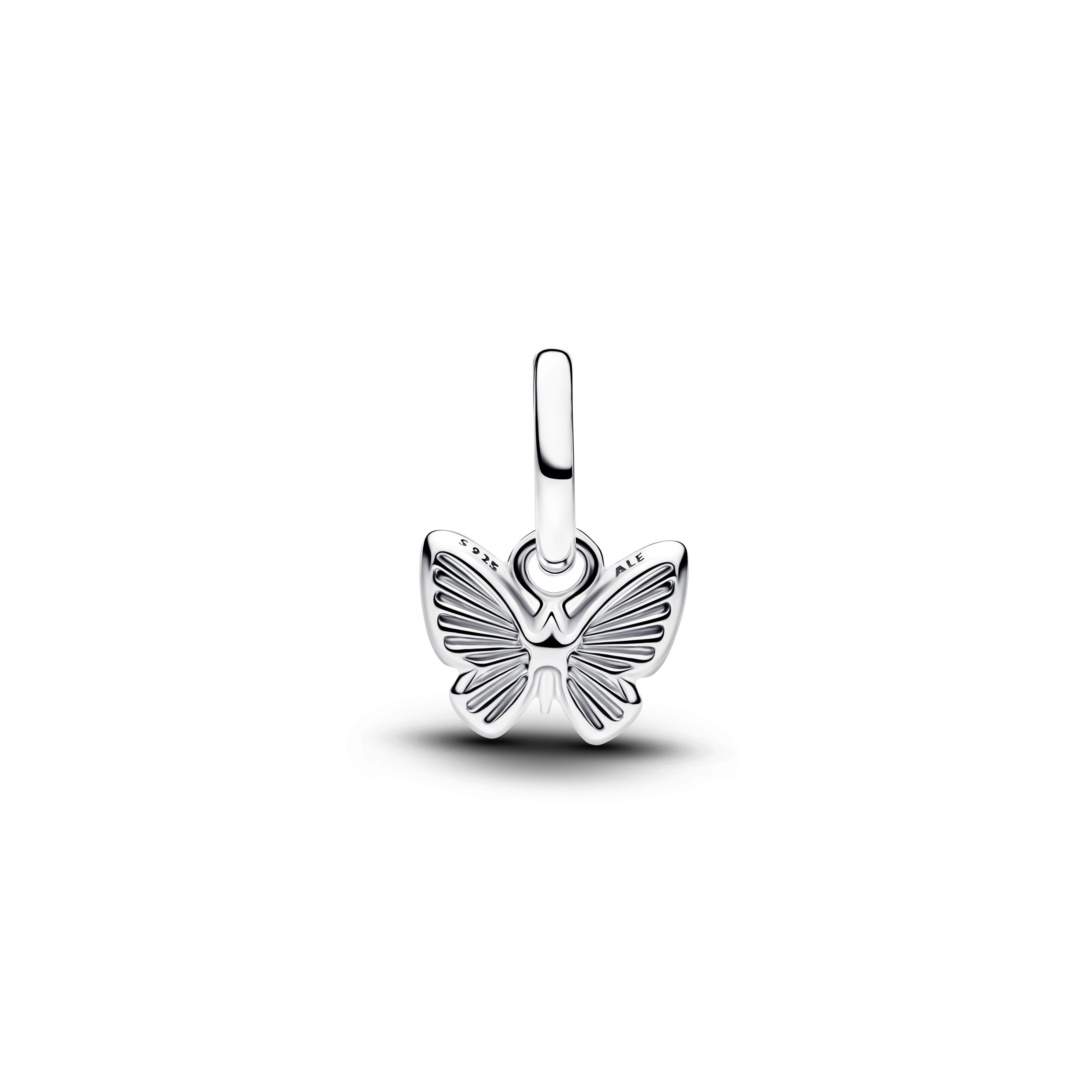 Butterfly Sterling Silver Mini Dangle With Pink Lab-Created Opal
