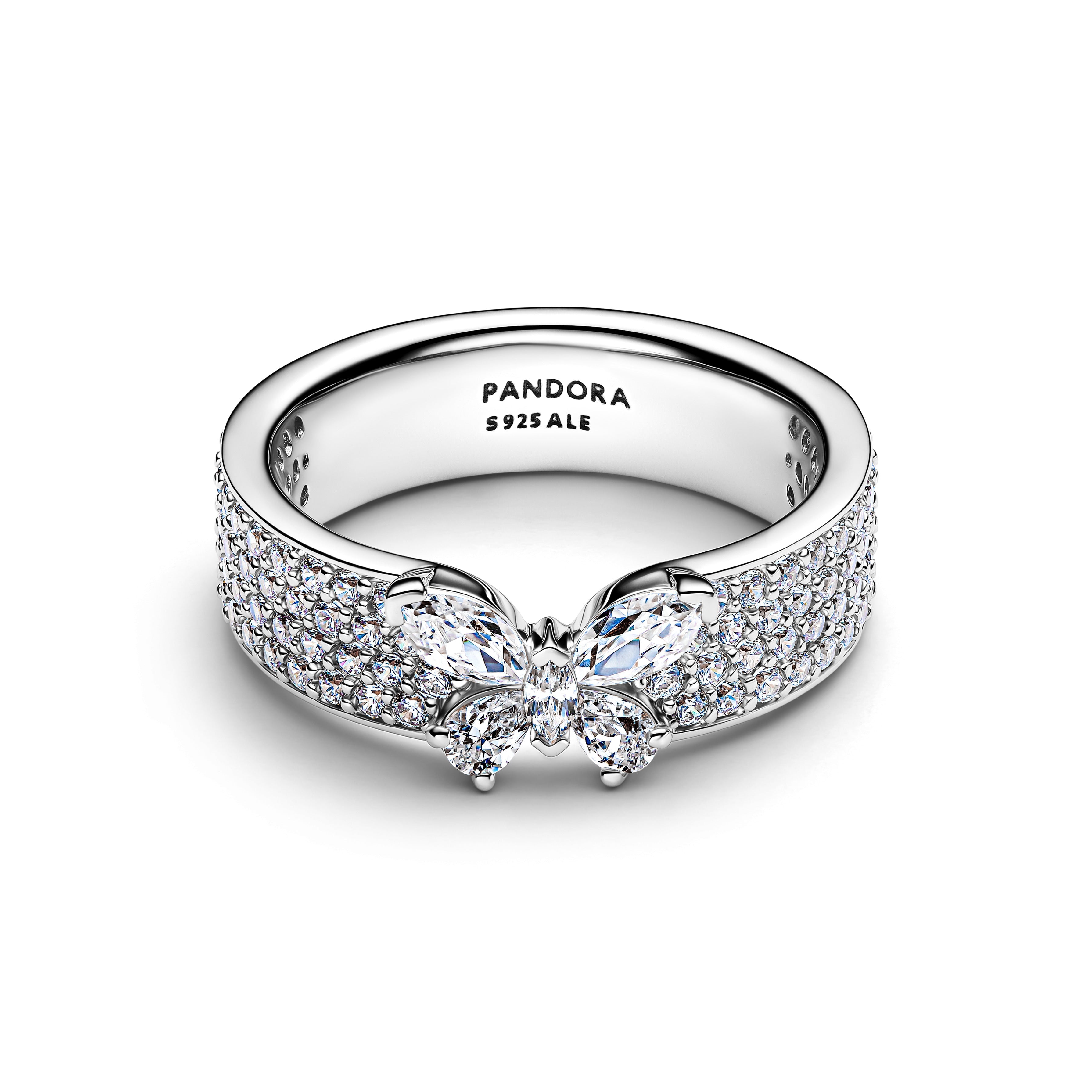 Butterfly Sterling Silver Ring With Clear Cubic Zirconia