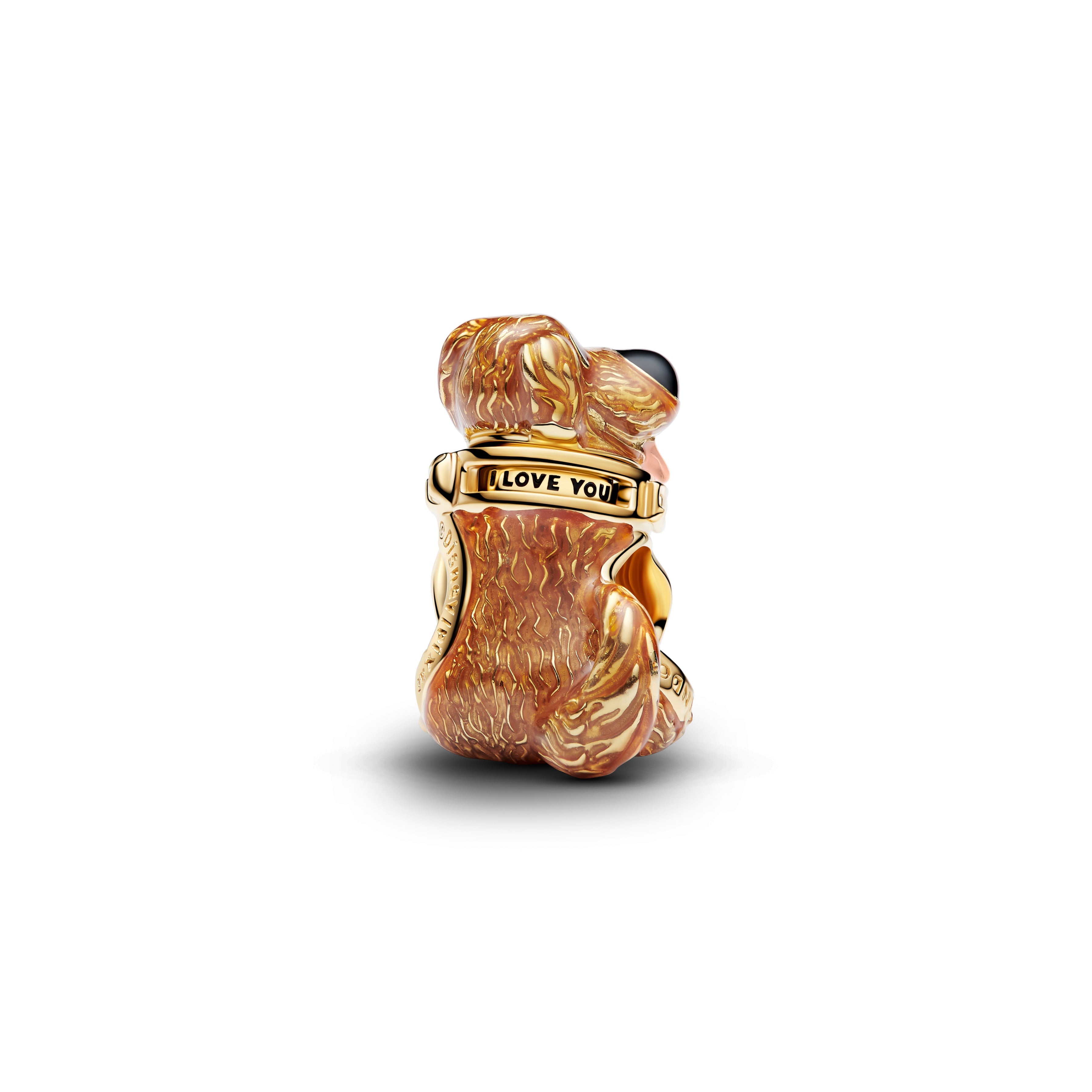 Disney Dug 14K Gold-Plated Charm With Salsa Red Crystal, Black And Pink Enamel
