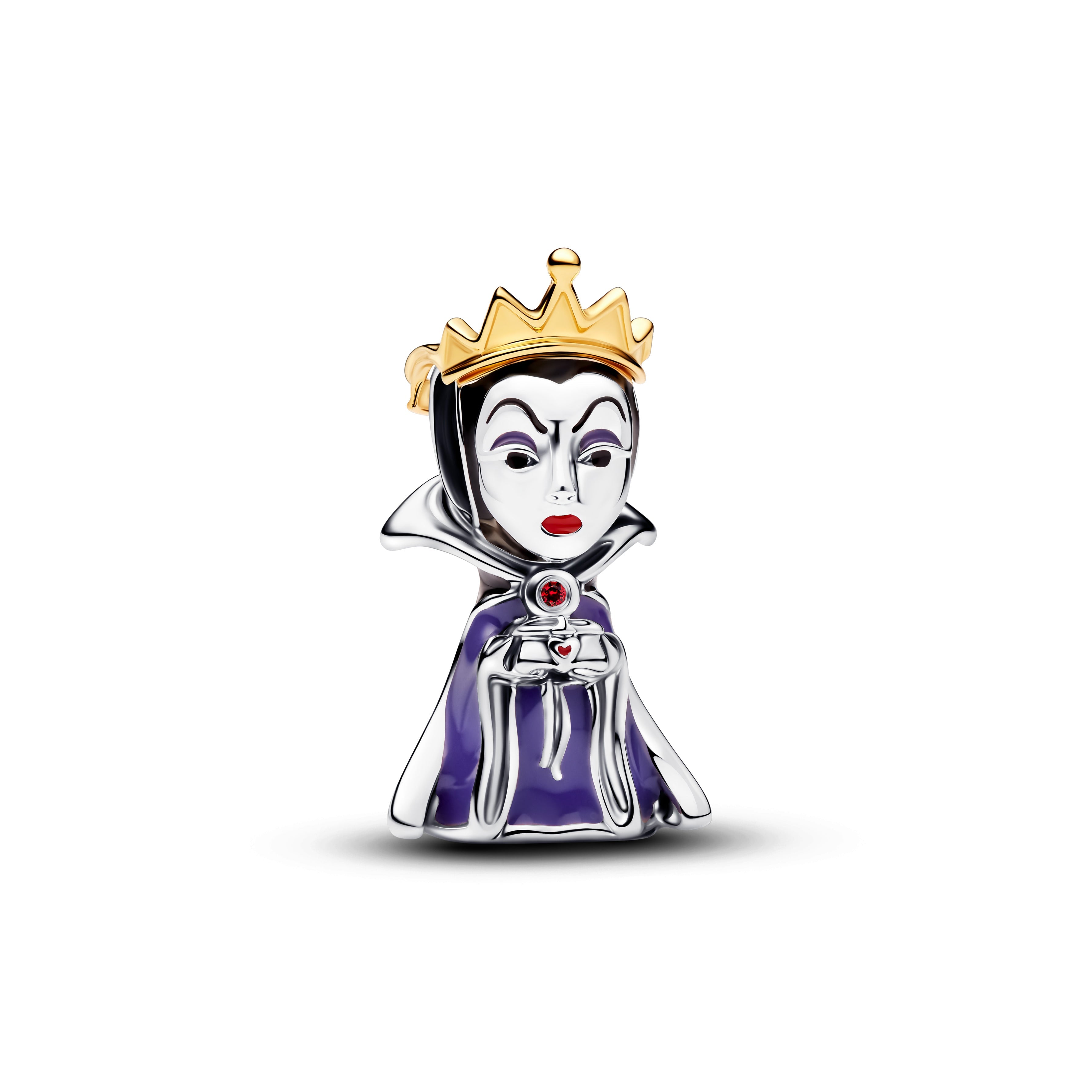 Disney Evil Queen Sterling Silver And 14K Gold-Plated Charm With Salsa Red Crystal, Black, Red And Purple Enamel