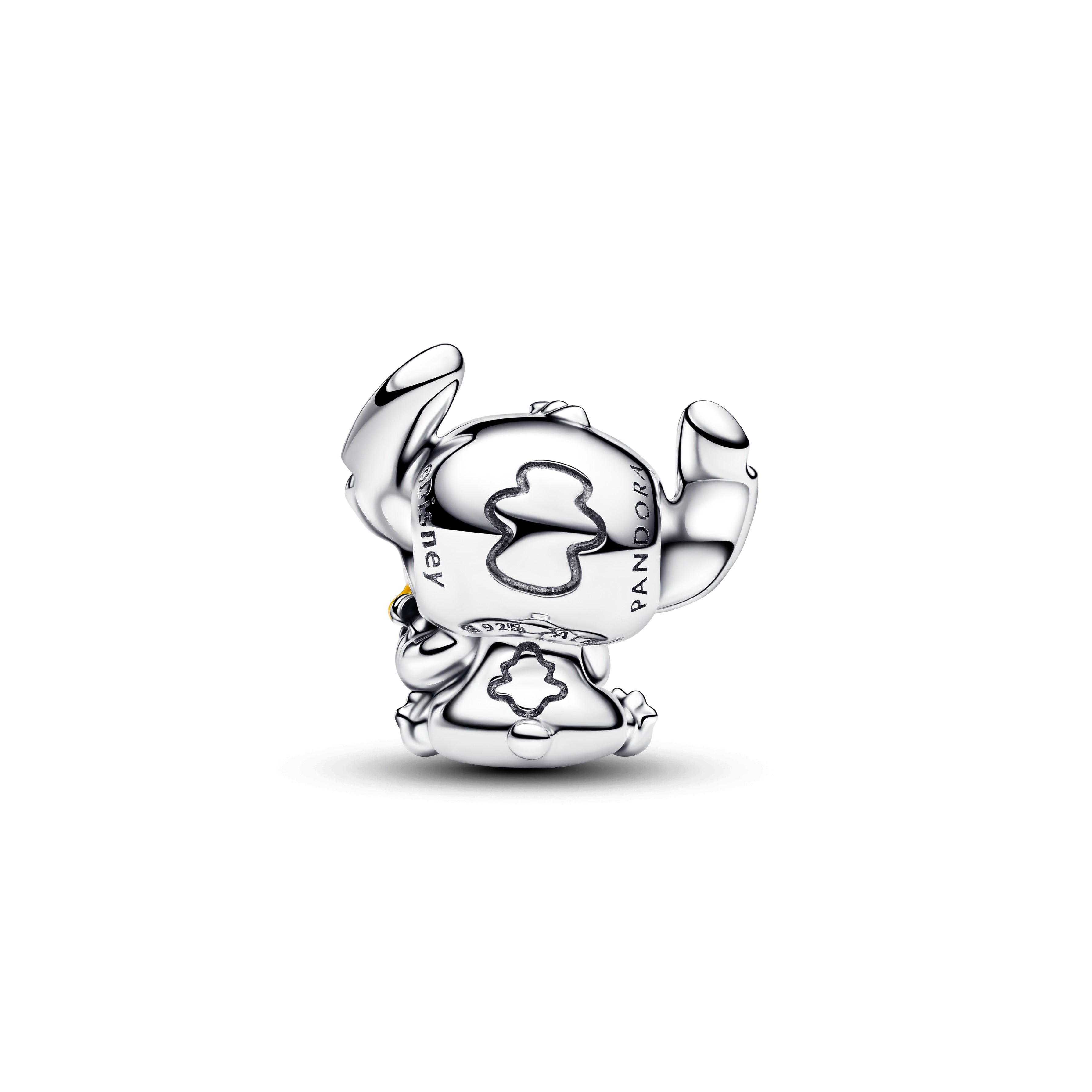 Disney Stitch Sterling Silver Charm With Green Murano Glass, Black, Pink And Yellow Enamel