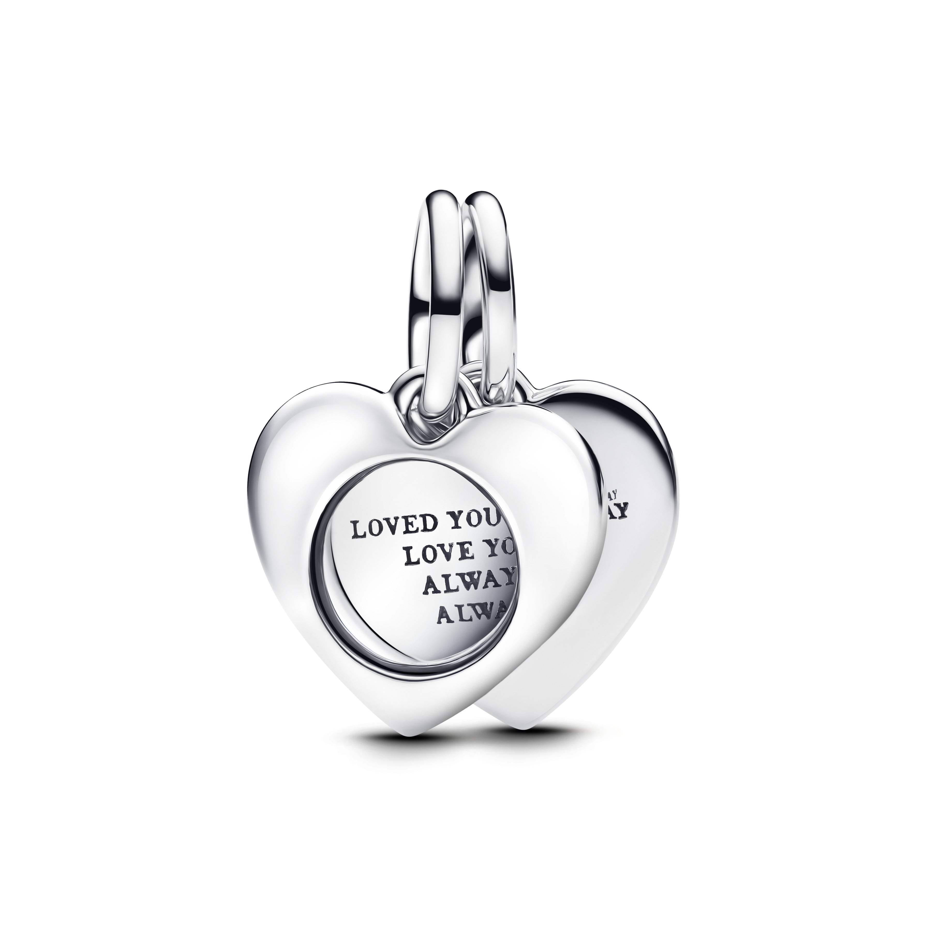 Engravable Heart Sterling Silver Double Dangle With Magnifying Glass