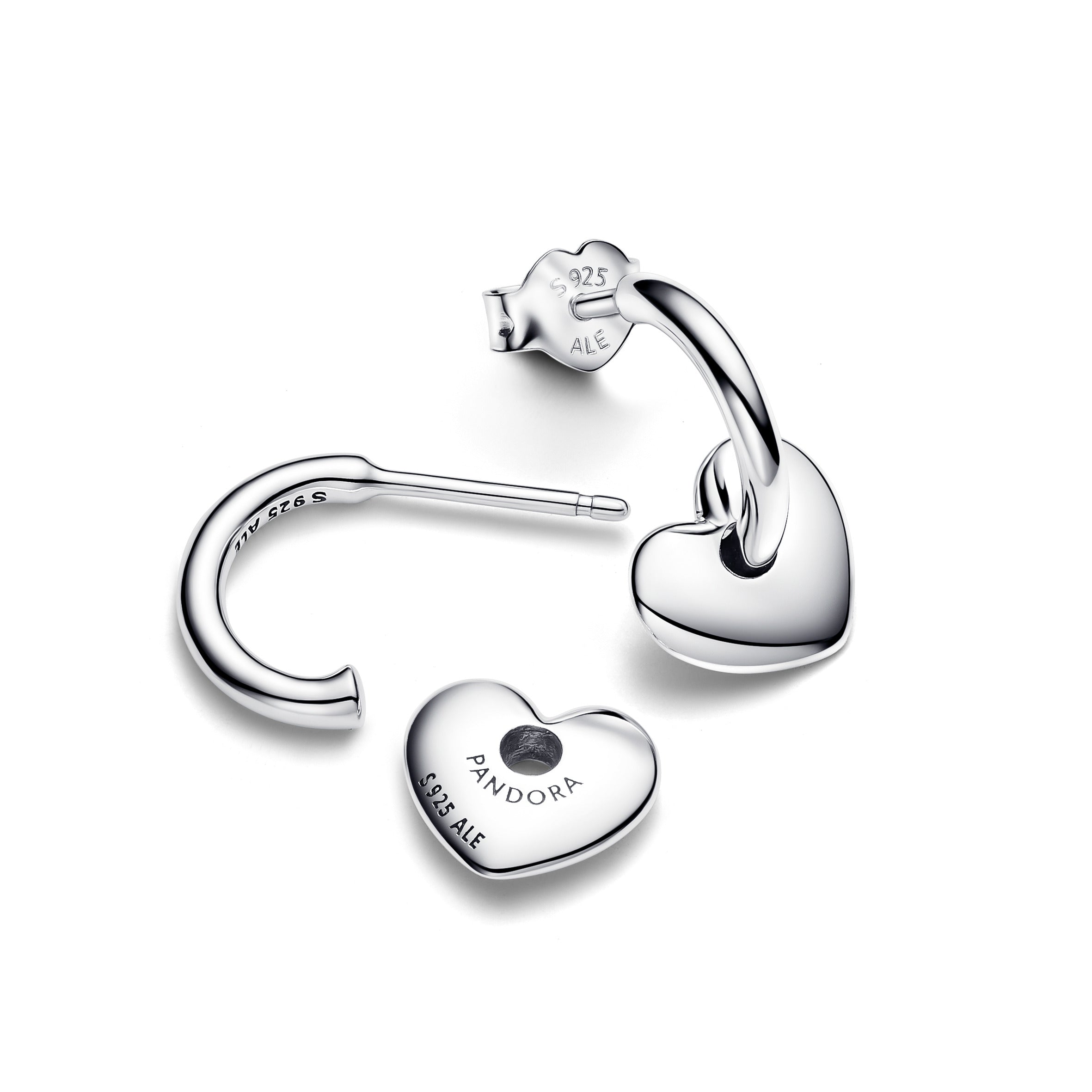 Heart Sterling Silver Hoop Earrings