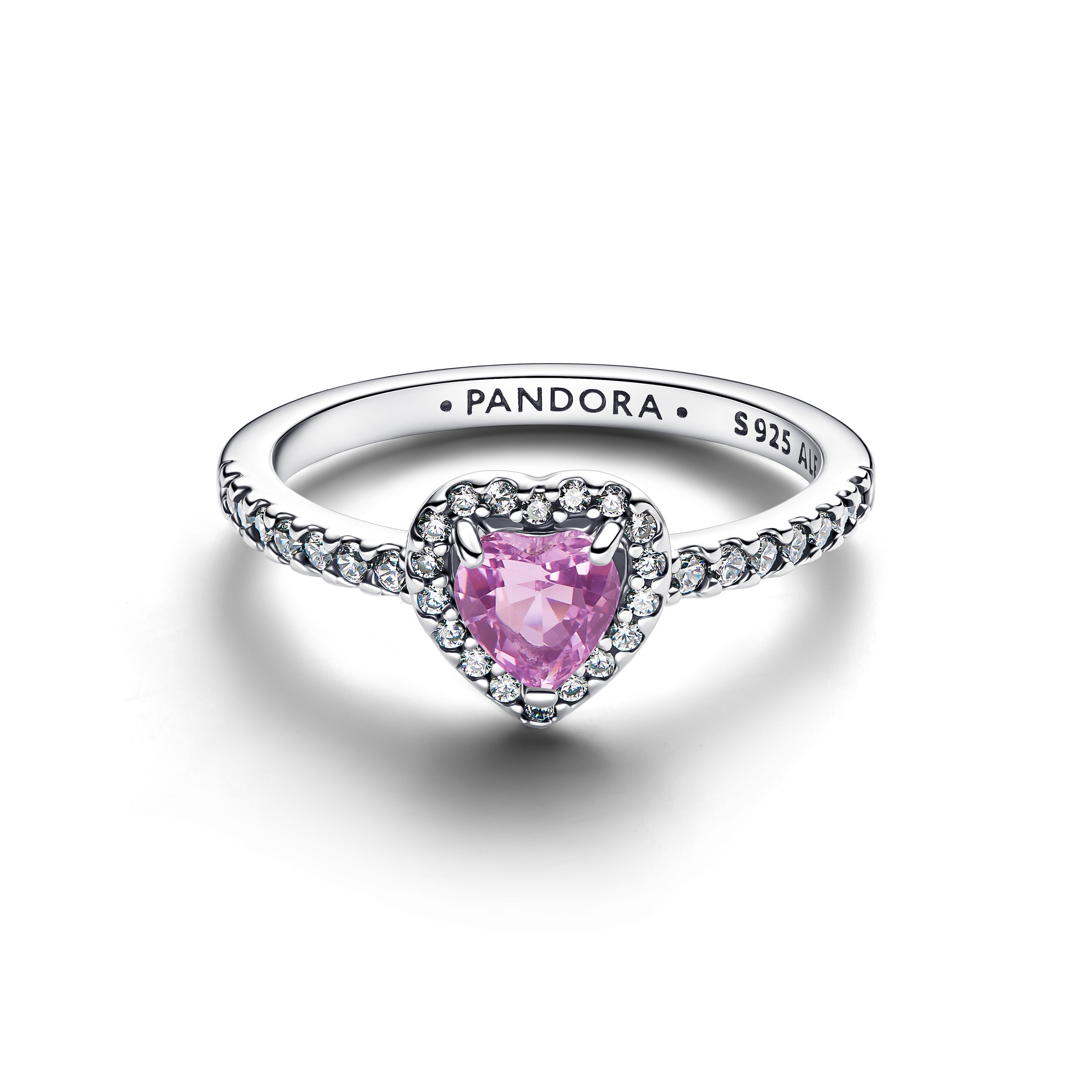 Heart Sterling Silver Ring With Light Purple Crystal And Clear Cubic Zirconia