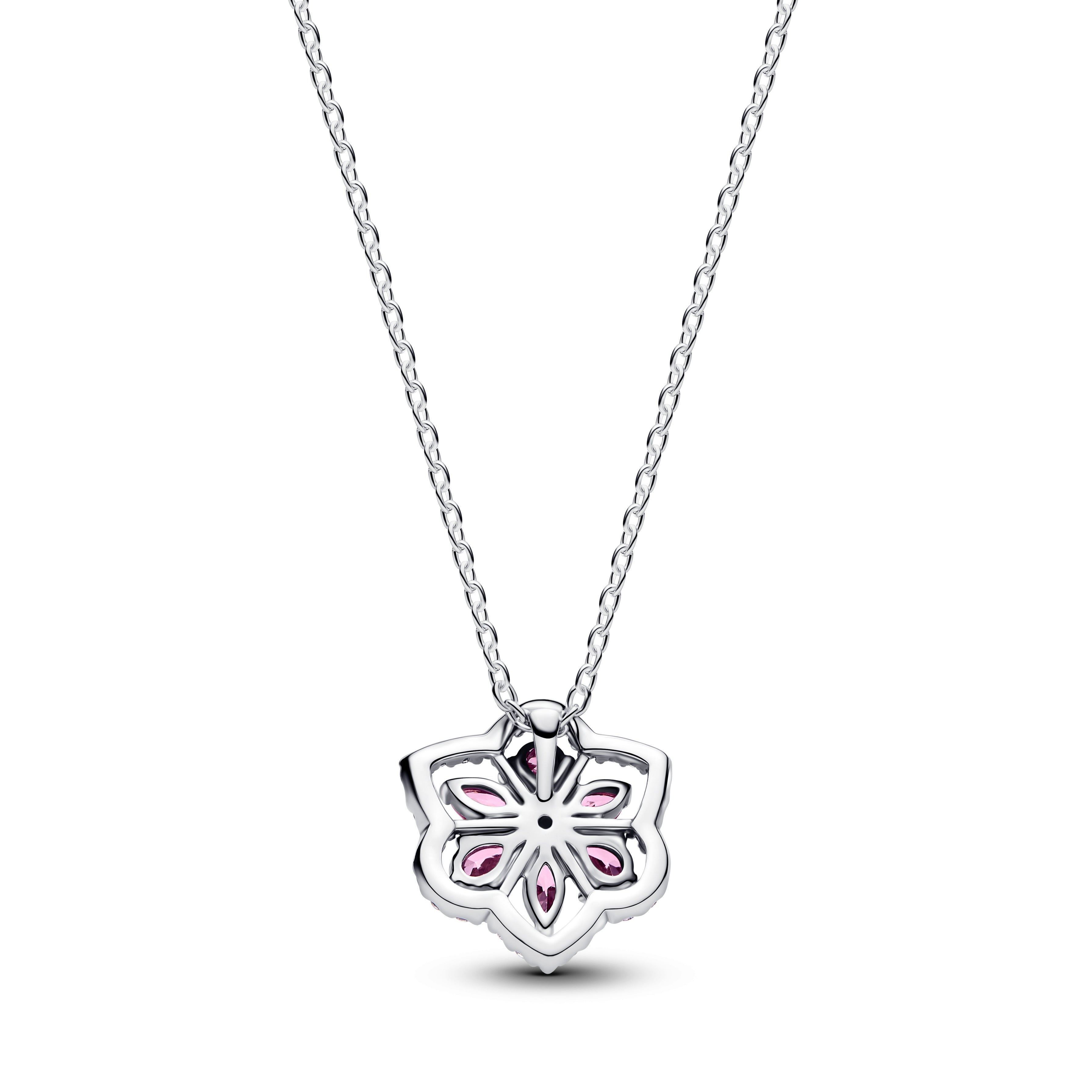 Herbarium Cluster Sterling Silver Collier With Fancy Pink And Clear Cubic Zirconia