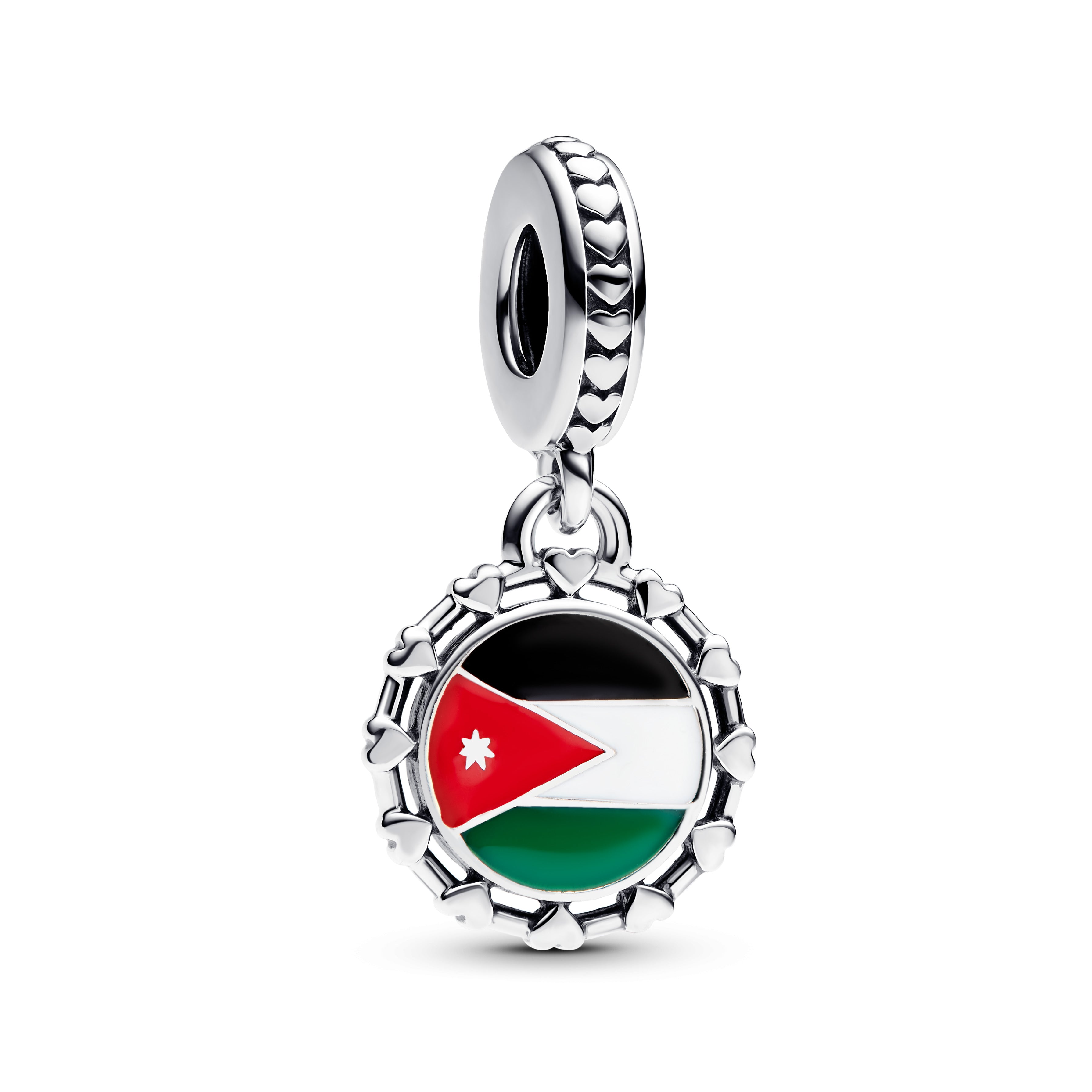 Jordan Sterling Silver Dangle With Red, Black, Green And White Enamel
