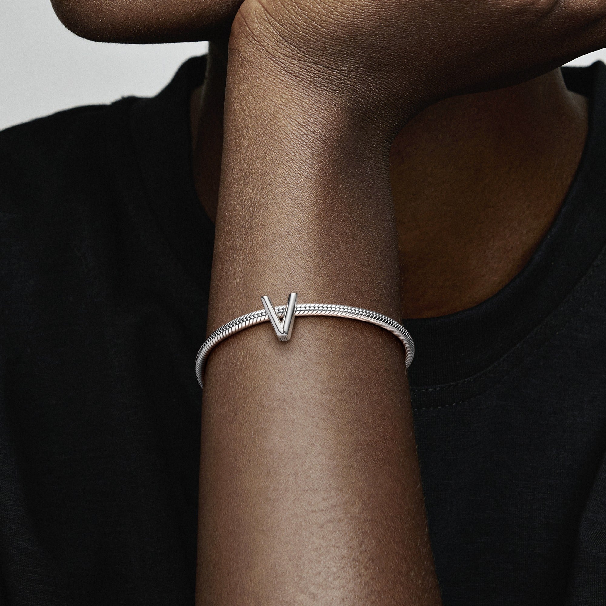 Letter V Silver Charm