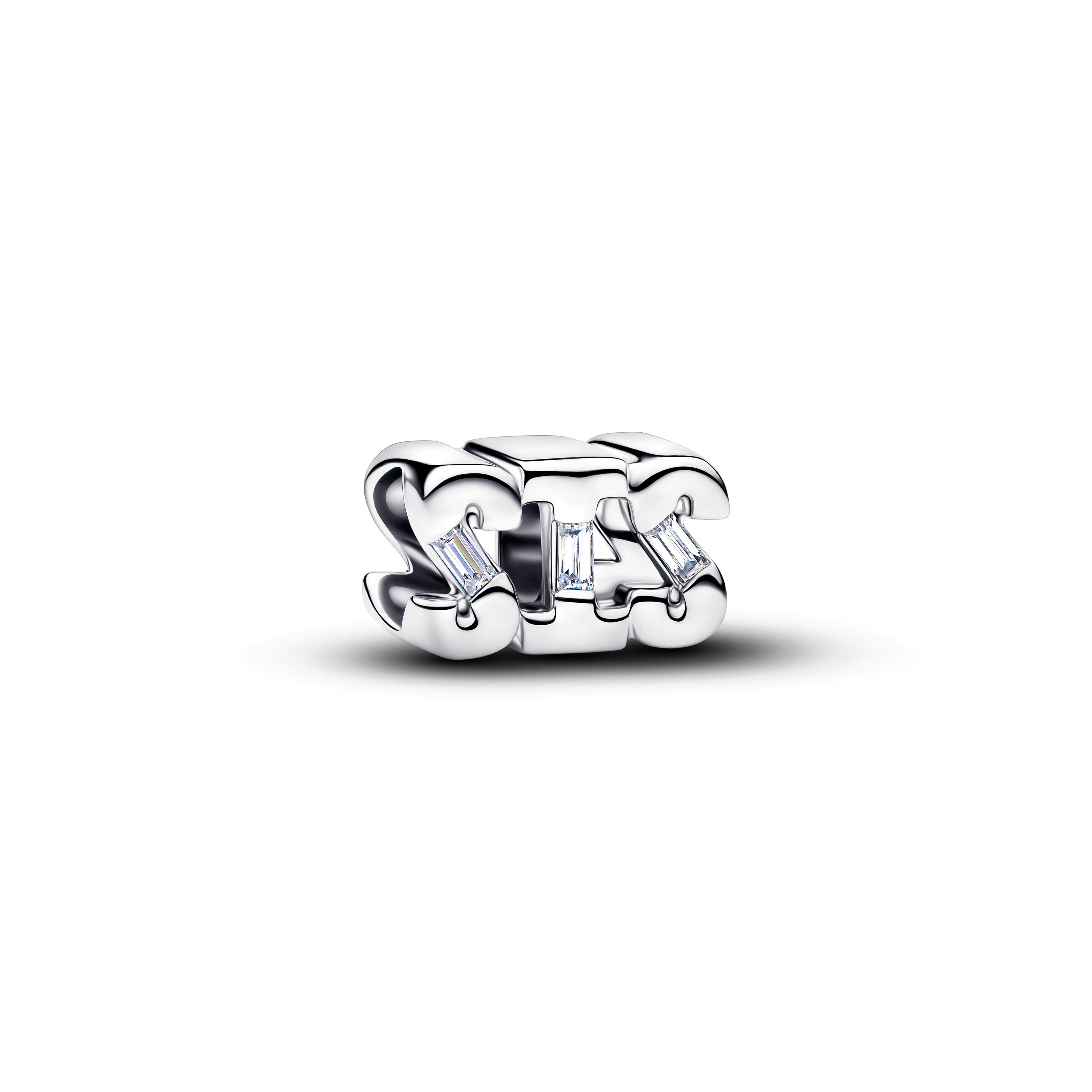 Sis Sterling Silver Charm With Clear Cubic Zirconia