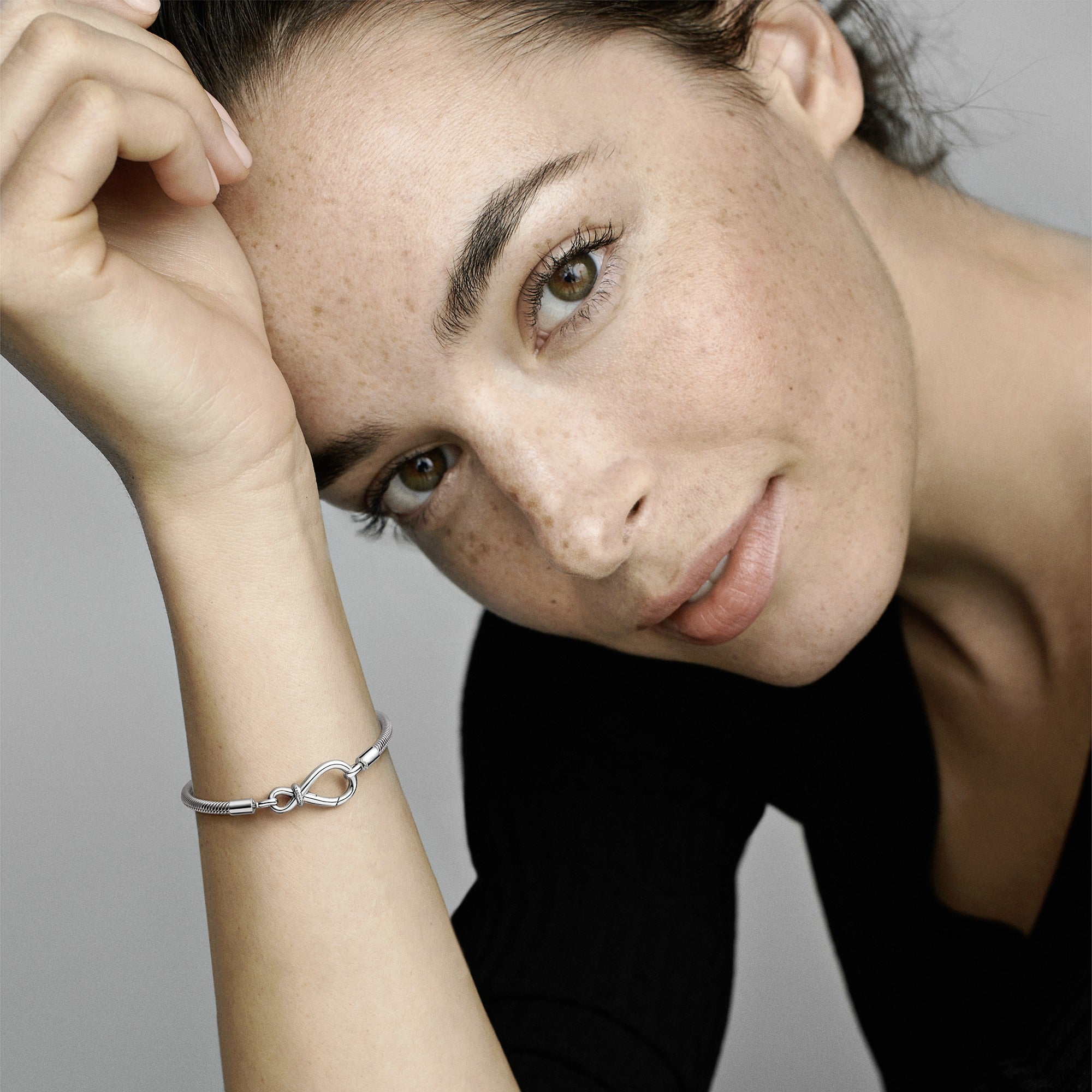 Snake Chain Sterling Silver Bracelet With Infinity Clasp