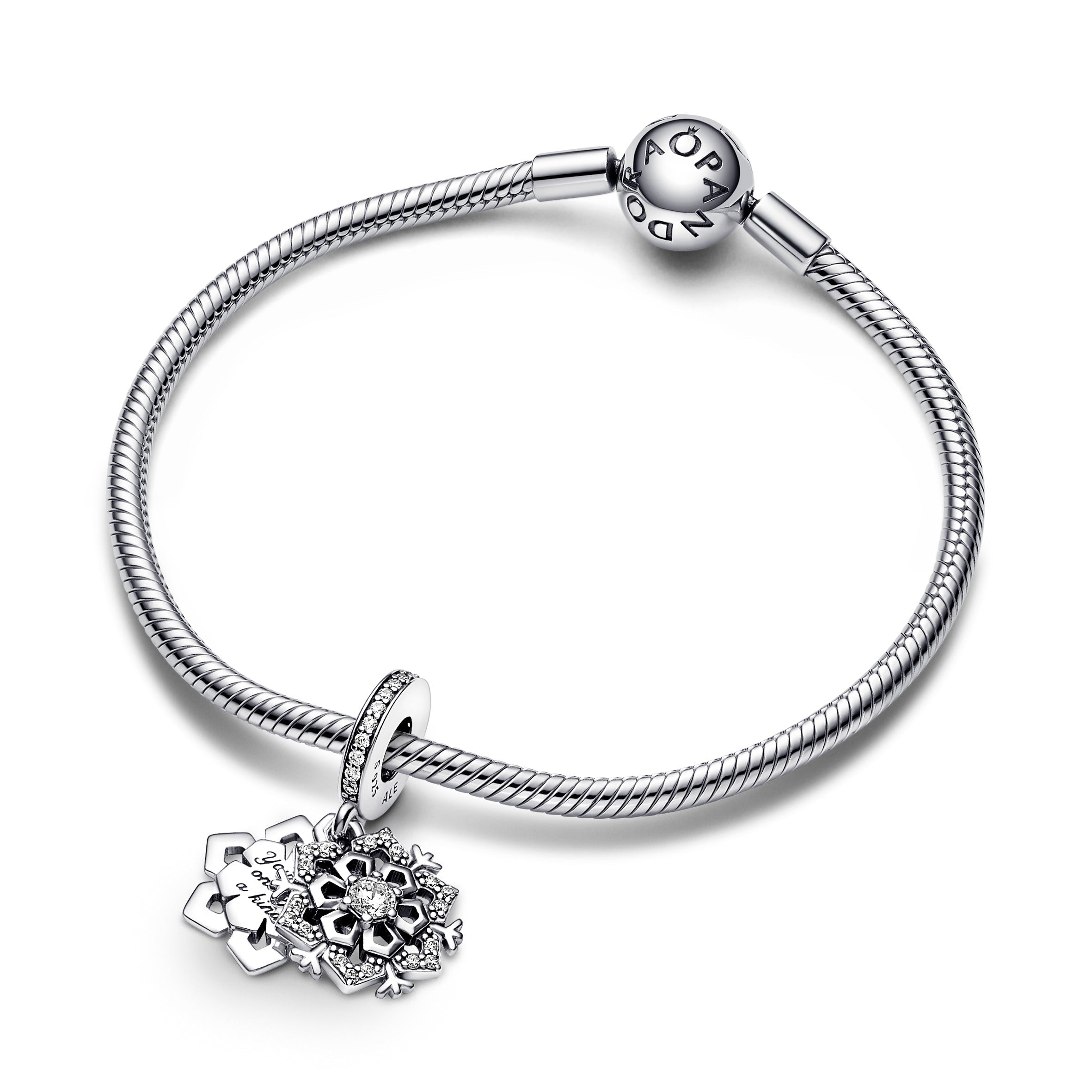 Snowflake Sterling Silver Double Dangle With Clear Cubic Zirconia