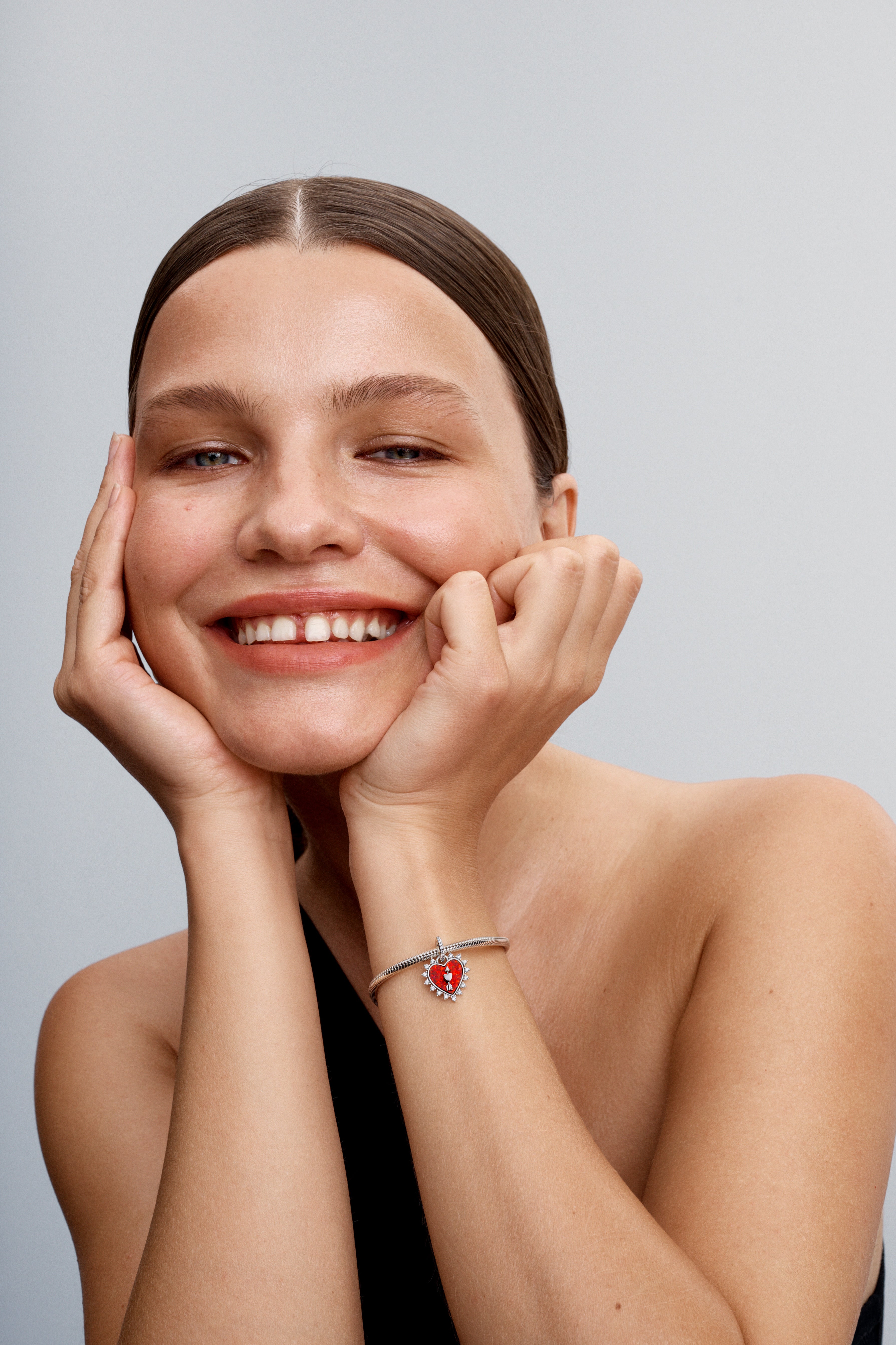 Spinnable Arrow Heart Sterling Silver Dangle With Red Lab-Created Opal And Clear Cubic Zirconia