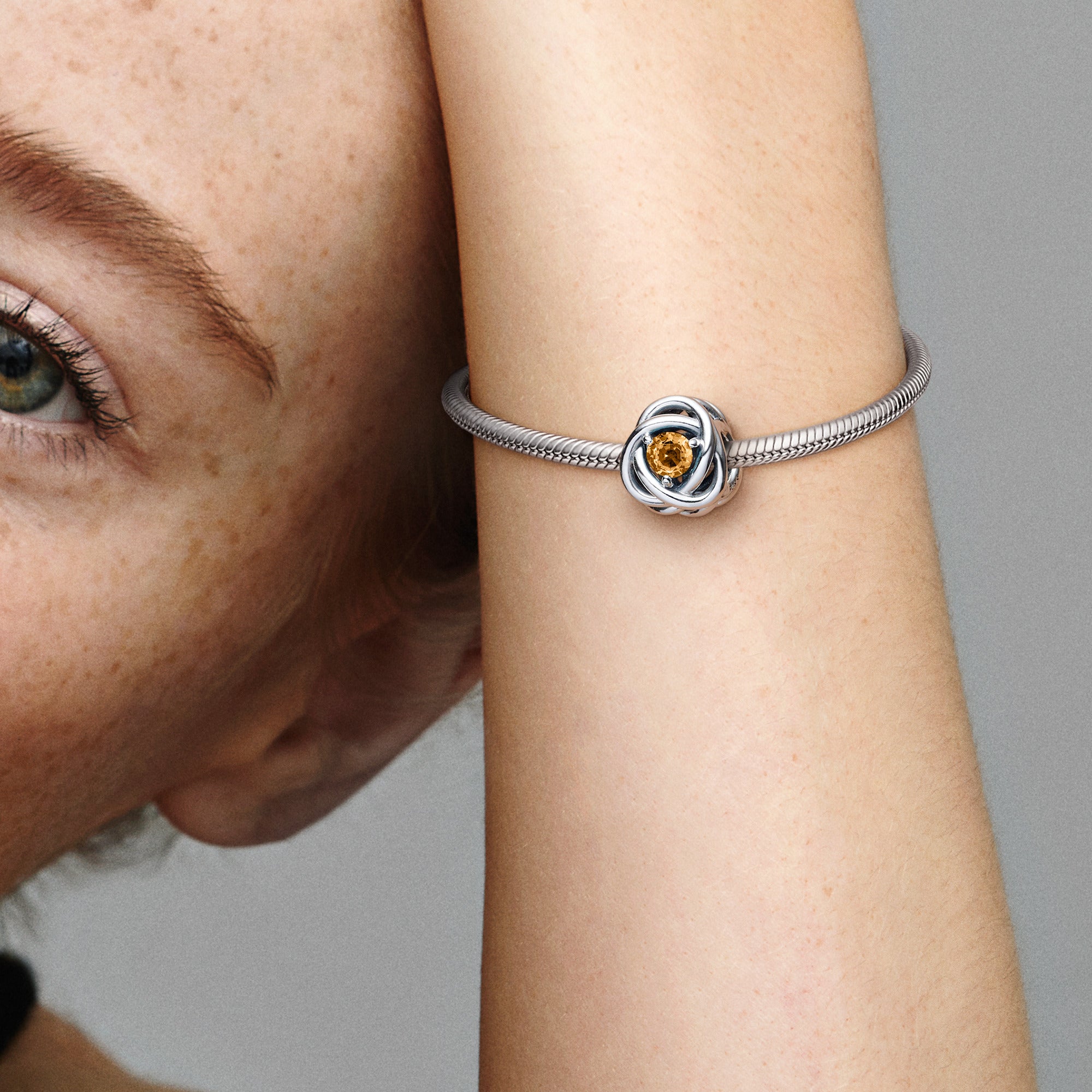 Sterling Silver Charm With Honey Coloured Crystal