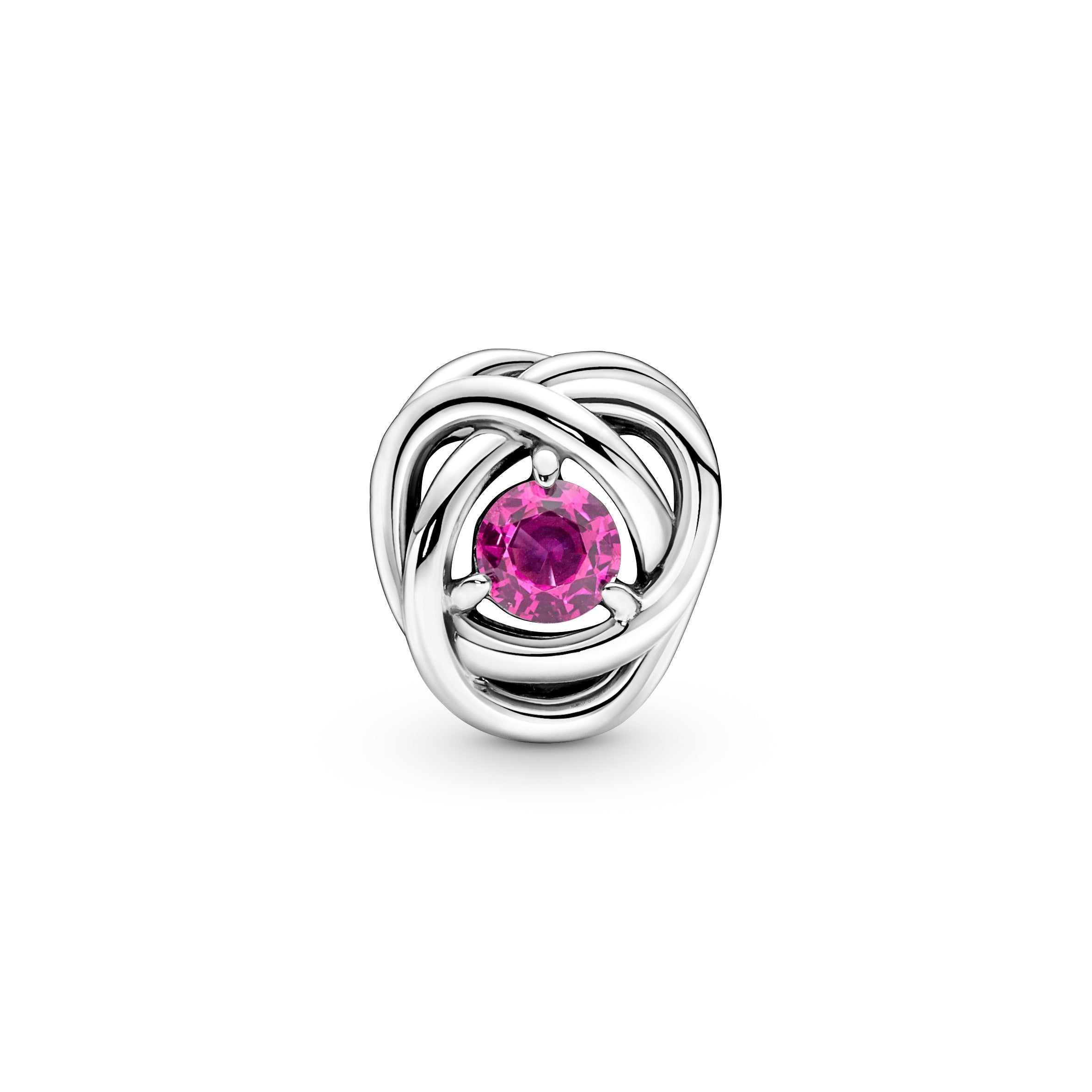 Sterling Silver Charm With Phlox Pink Crystal