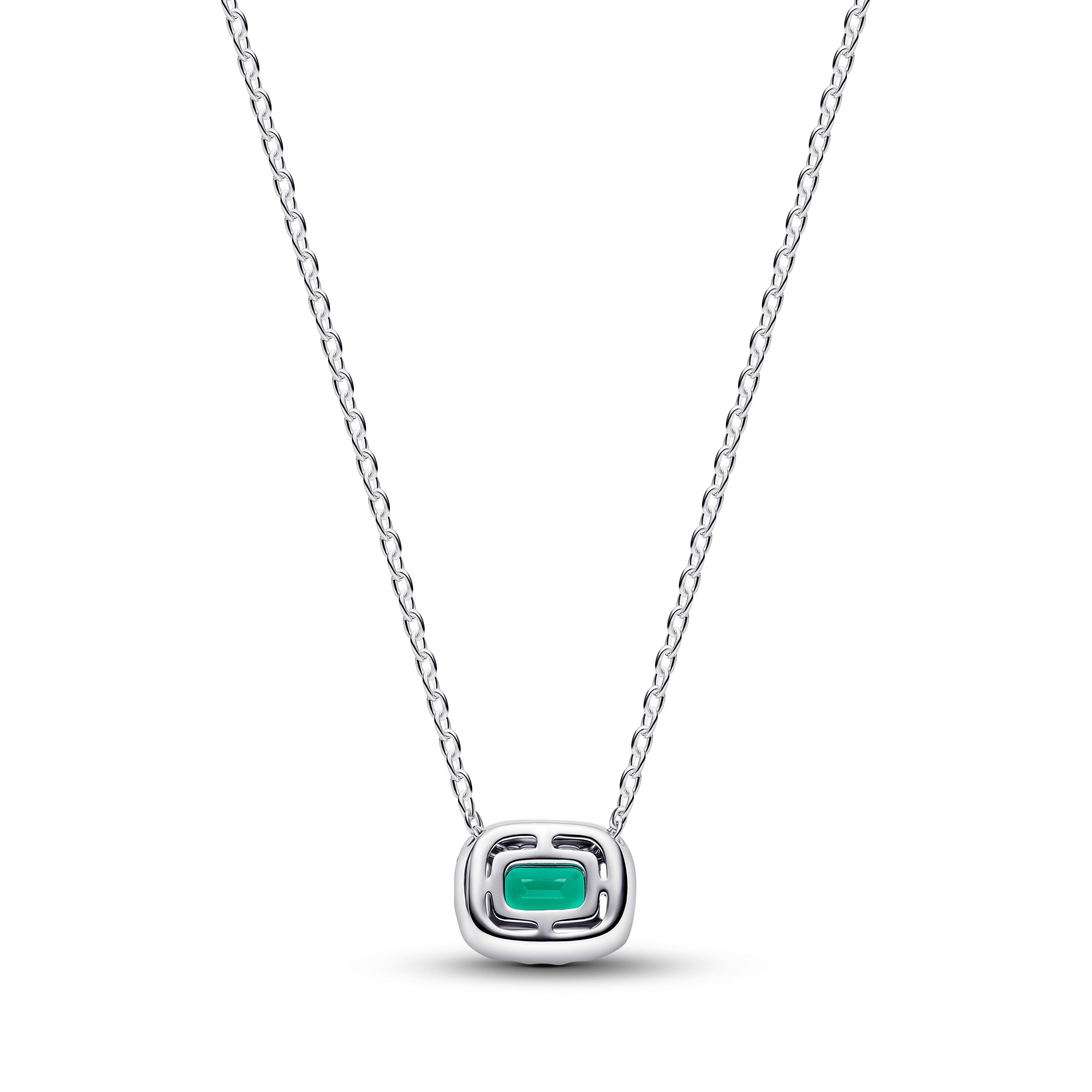 Sterling Silver Collier With Royal Green Crystal And Clear Cubic Zirconia