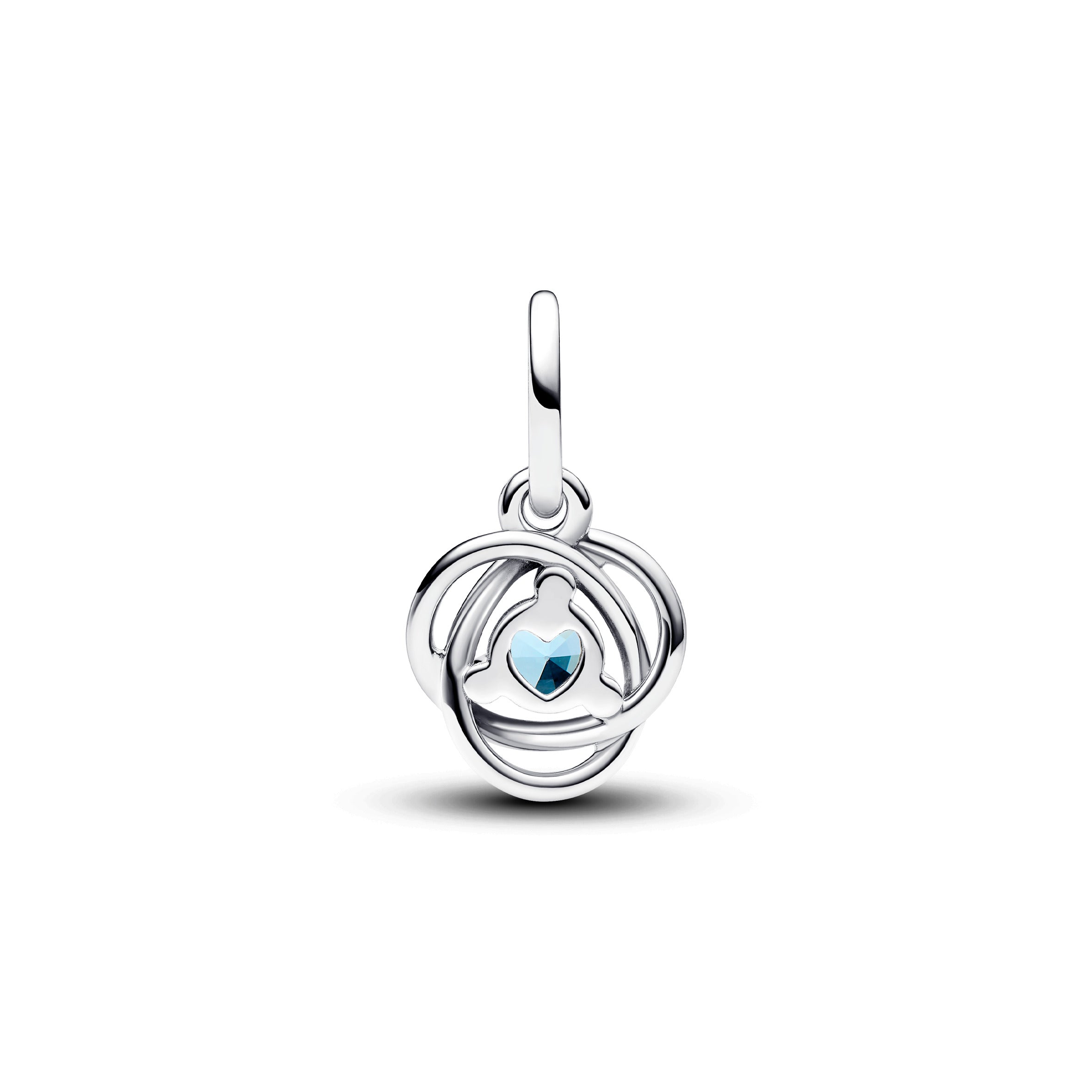 Sterling Silver Dangle With Sea Aqua Blue Crystal And Clear Cubic Zirconia