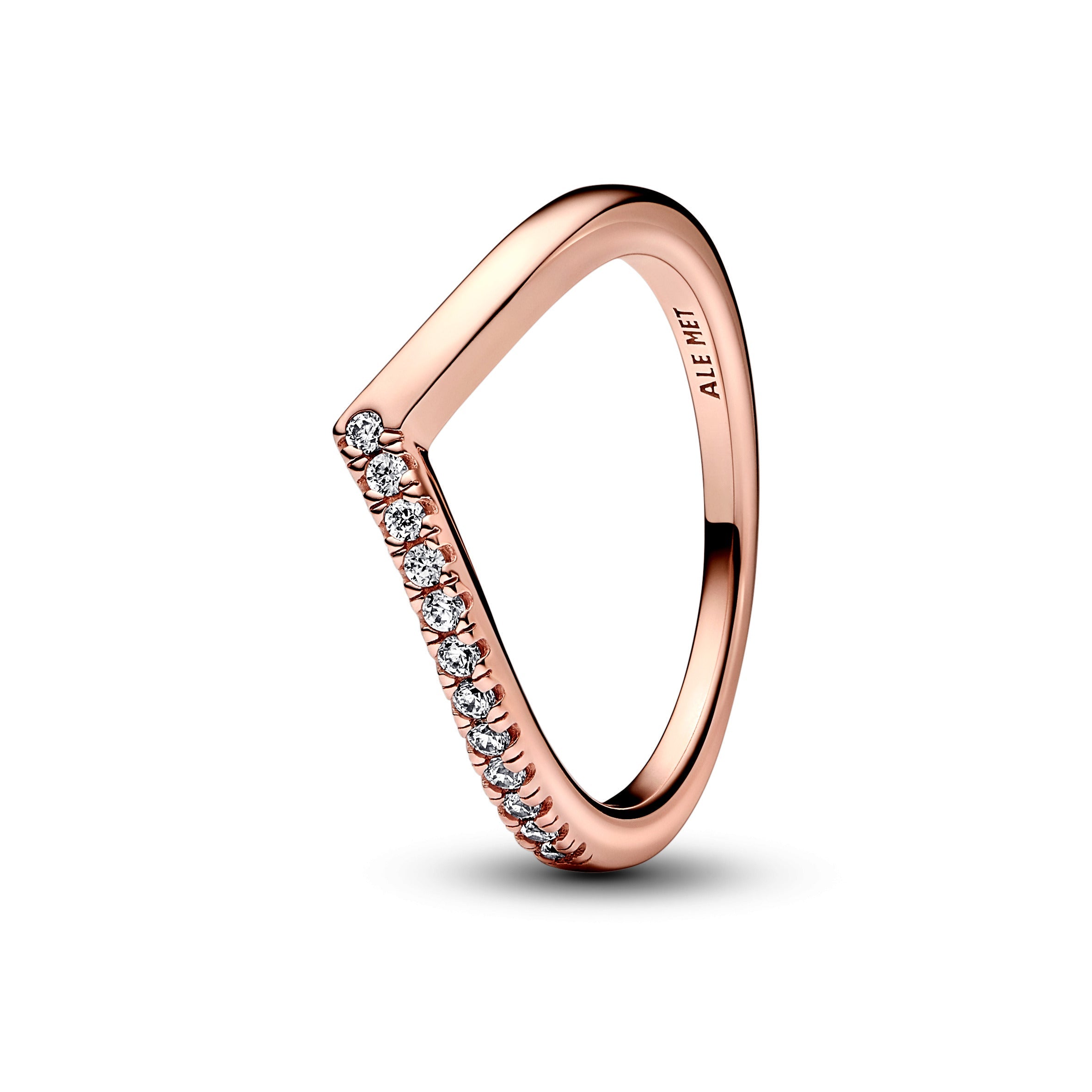 Wishbone 14K Rose Gold-Plated Ring With Clear Cubic Zirconia