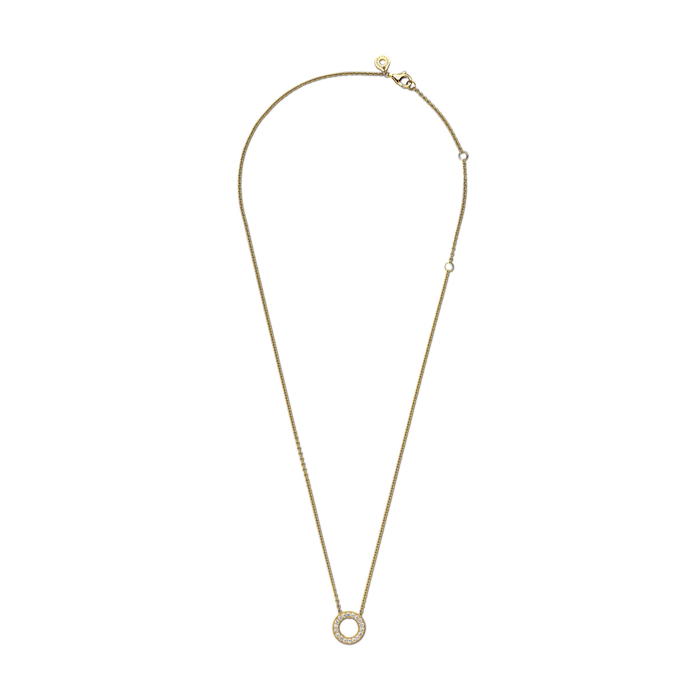Pandora Logo Reversible 14K Gold-Plated Collier With Clear Cubic Zirconia