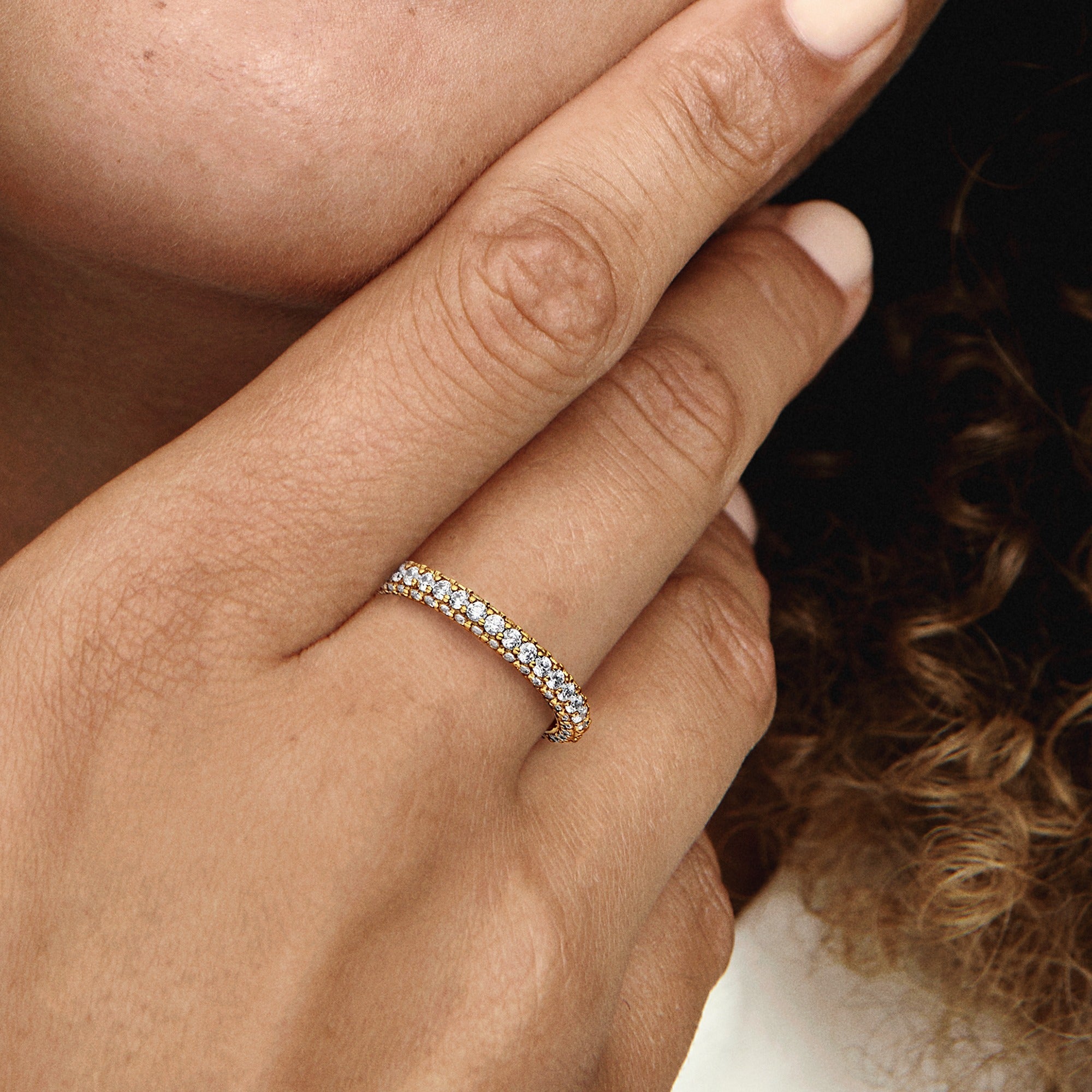 14K Gold-Plated Ring With Clear Cubic Zirconia