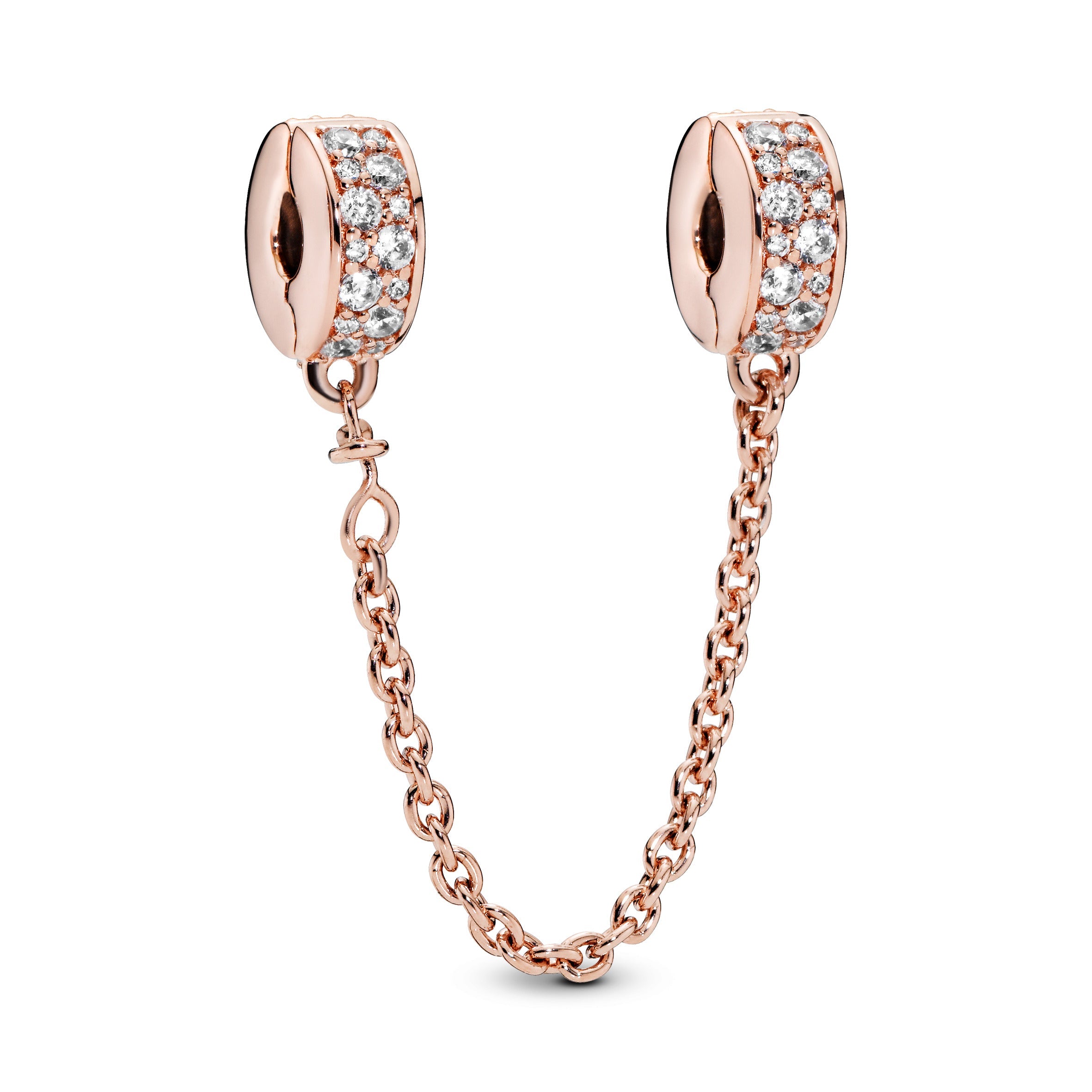 14K Rose Gold-Plated Safety Chain With Clear Cubic Zirconia And Silicone Grip