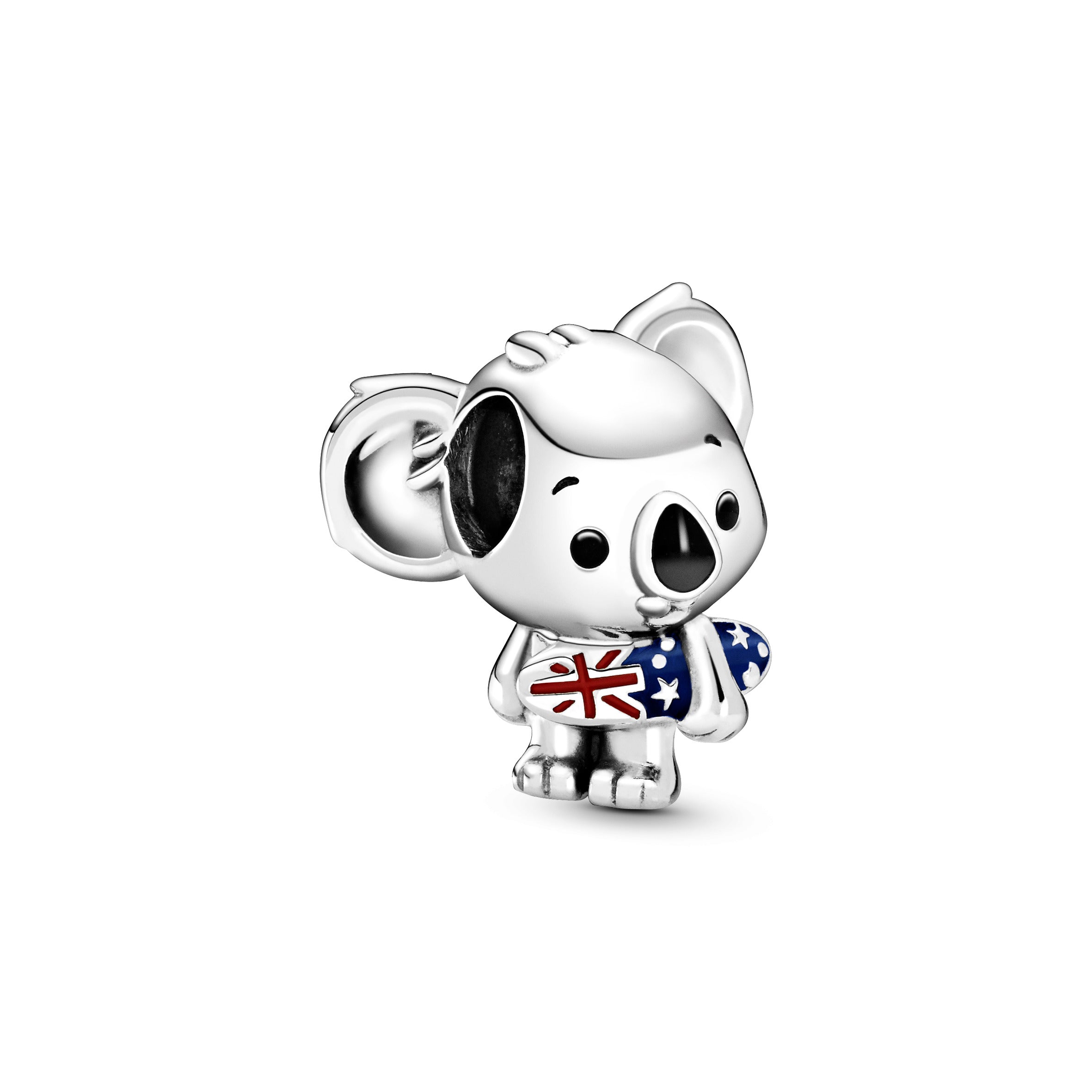 Australian Koala Sterling Silver Charm With Red, Blue And Black Enamel