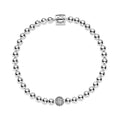 Beaded Sterling Silver Bracelet With Clear Cubic Zirconia