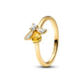 Bee 14K Gold-Plated Ring With Vibrant Yellow And Clear Cubic Zirconia