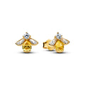 Bee 14K Gold-Plated Stud Earrings With Vibrant Yellow And Clear Cubic Zirconia
