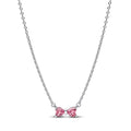 Bow Sterling Silver Collier With Fancy Pink And Clear Cubic Zirconia