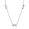Bow Sterling Silver Pendant Necklace With Clear Cubic Zirconia