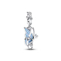 Butterfly Sterling Silver Dangle With Clear Cubic Zirconia And Shimmering Enamel