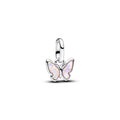 Butterfly Sterling Silver Mini Dangle With Pink Lab-Created Opal