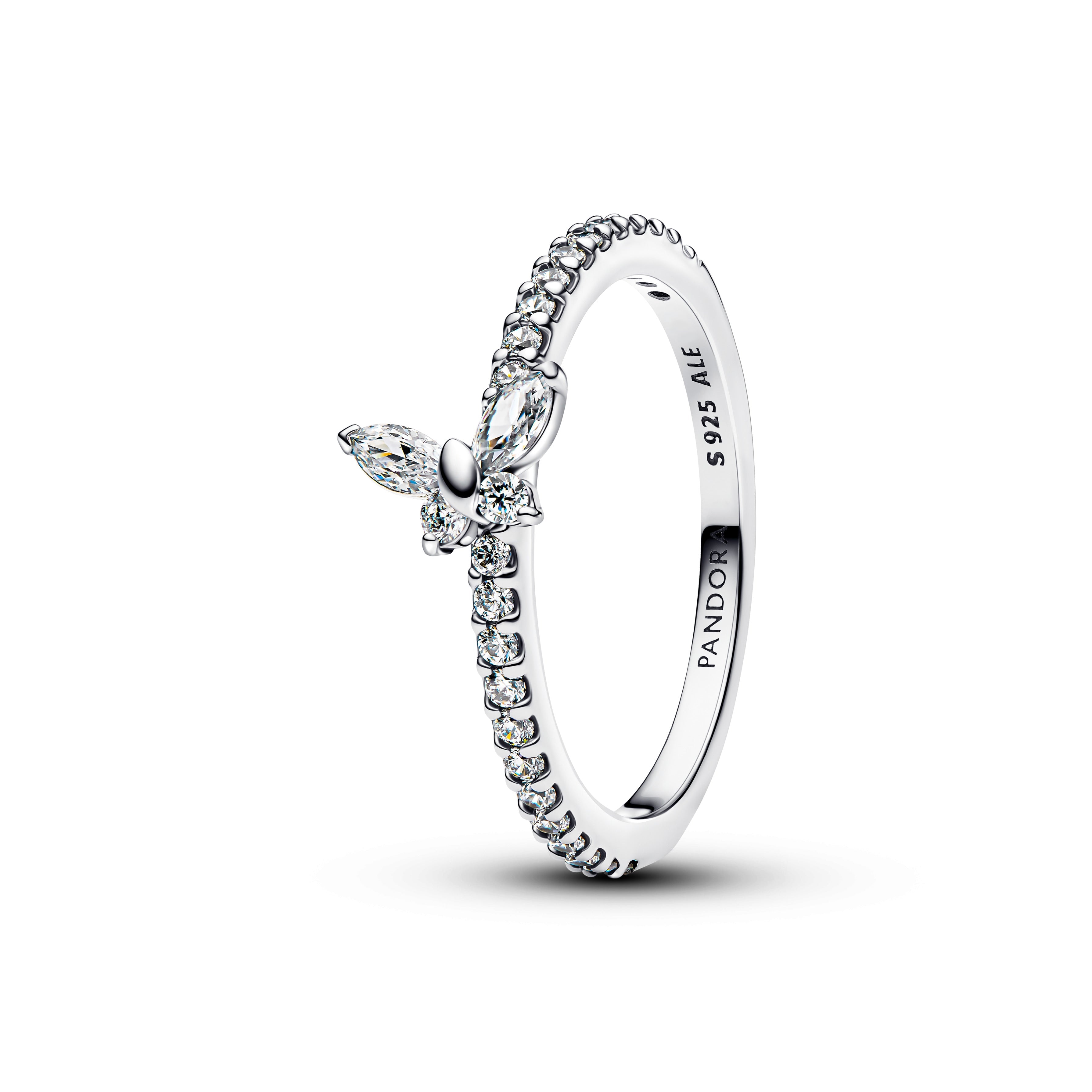 Butterfly Sterling Silver Ring With Clear Cubic Zirconia