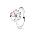 Cherry Blossom Sterling Silver Ring With Shaded Pink Enamel