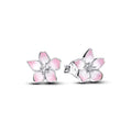 Cherry Blossom Sterling Silver Stud Earrings With Shaded Pink Enamel