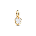 Clover 14K Gold-Plated Unique Metal Blend Mini Dangle With White Bioresin Man-Made Mother Of Pearl