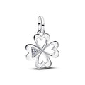 Clover Sterling Silver Medallion With Clear Cubic Zirconia