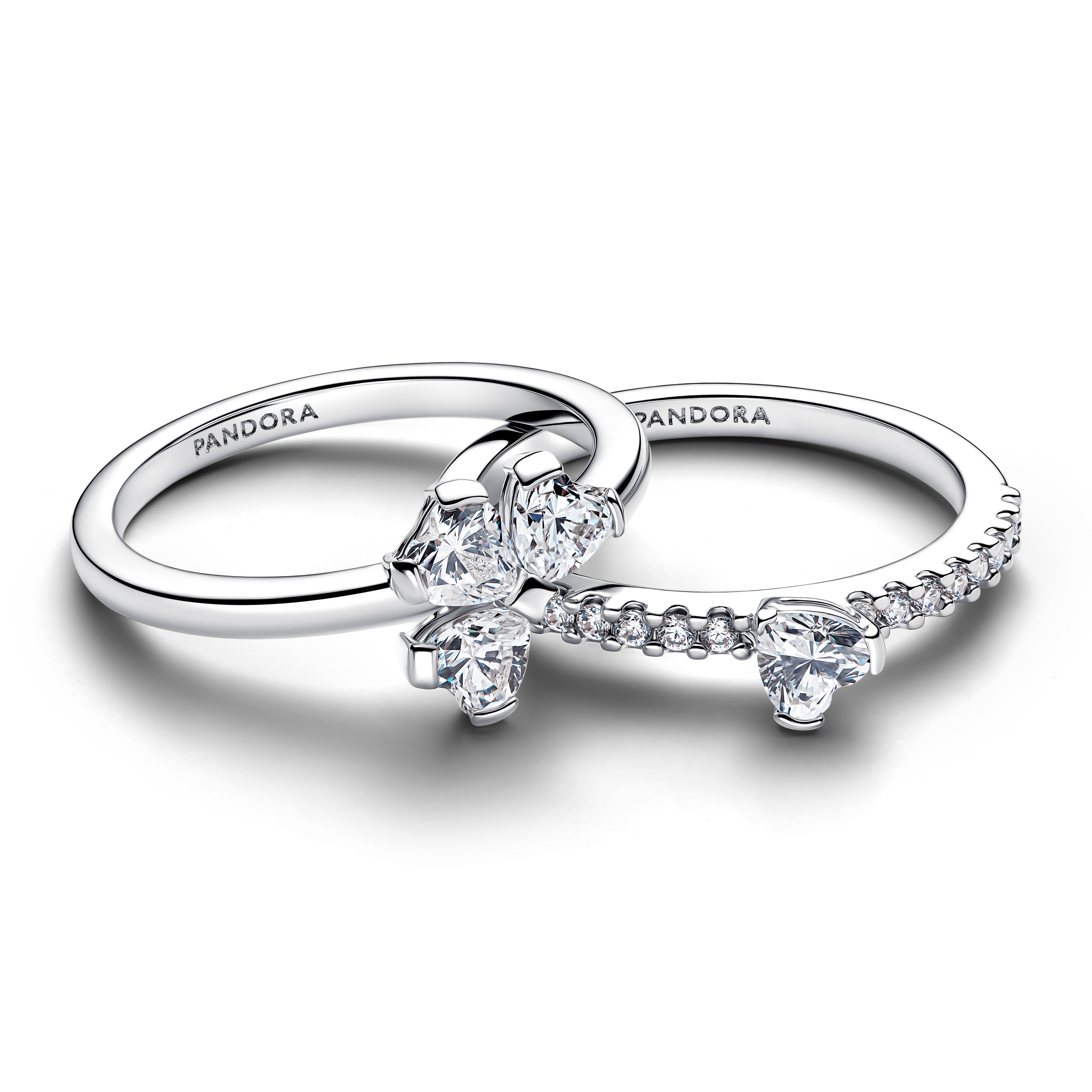 Clover Sterling Silver Splittable Ring With Clear Cubic Zirconia