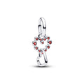 Connected Hearts Sterling Silver Dangle With Salsa Red Crystal