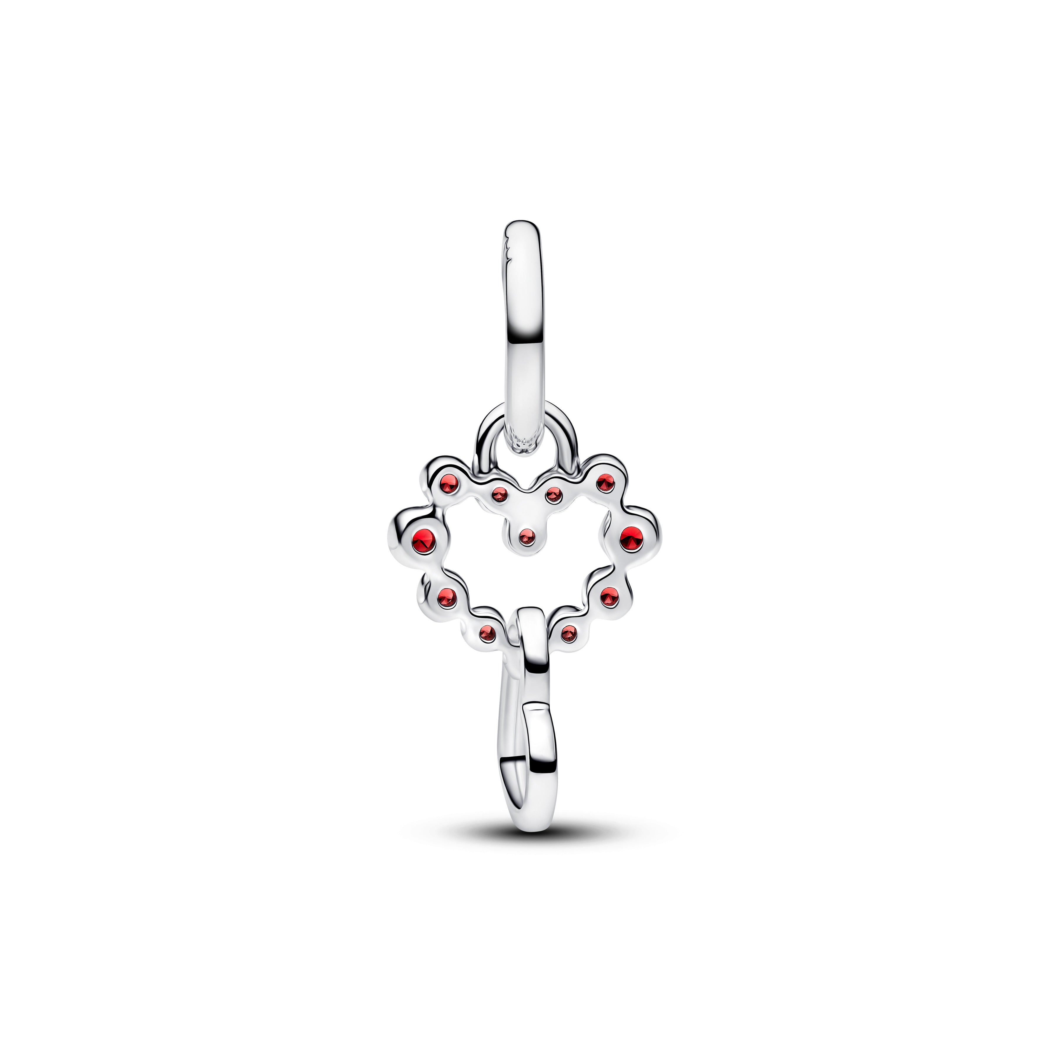 Connected Hearts Sterling Silver Dangle With Salsa Red Crystal