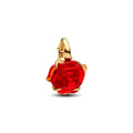 Disney Beauty And The Beast Rose 14K Gold-Plated Dangle With Red Murano Glass