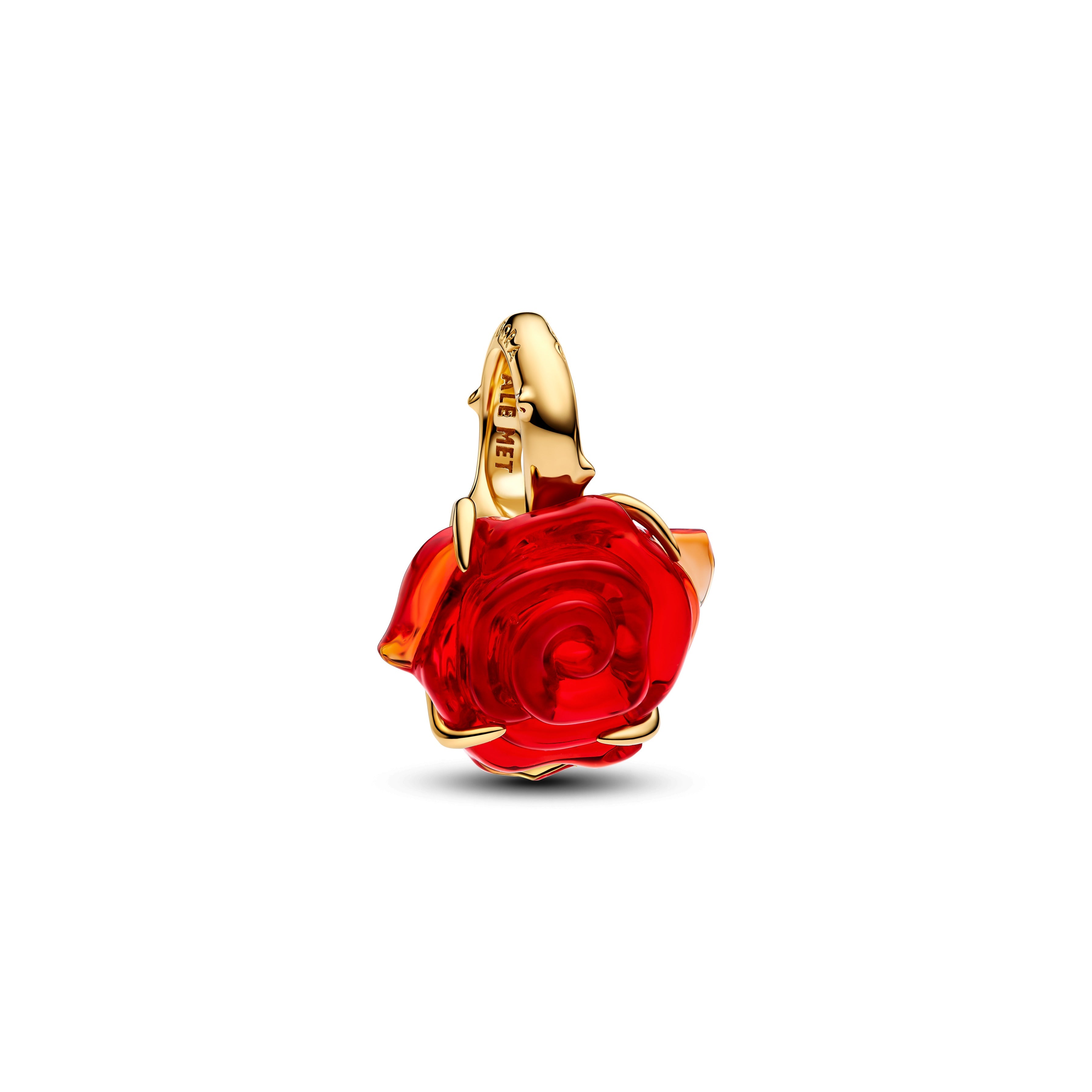 Disney Beauty And The Beast Rose 14K Gold-Plated Dangle With Red Murano Glass